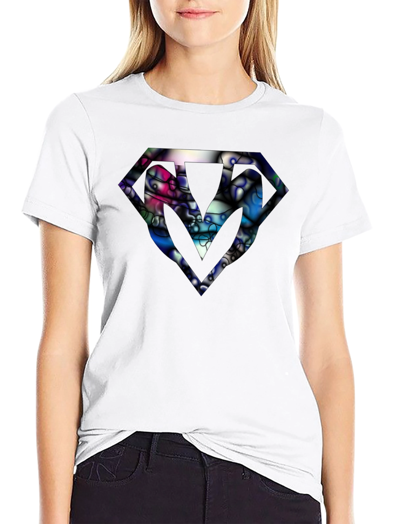 Abstract Diamond Graphic Black T-Shirt