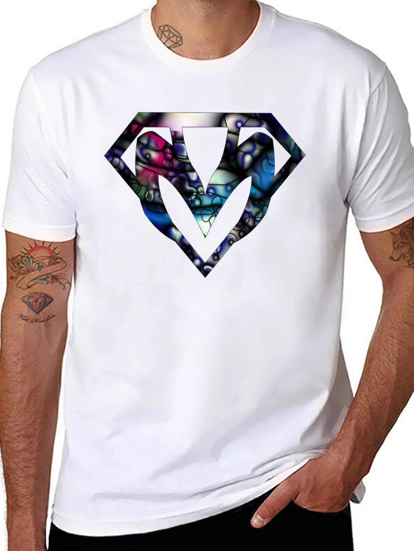 Abstract Diamond Graphic Black T-Shirt