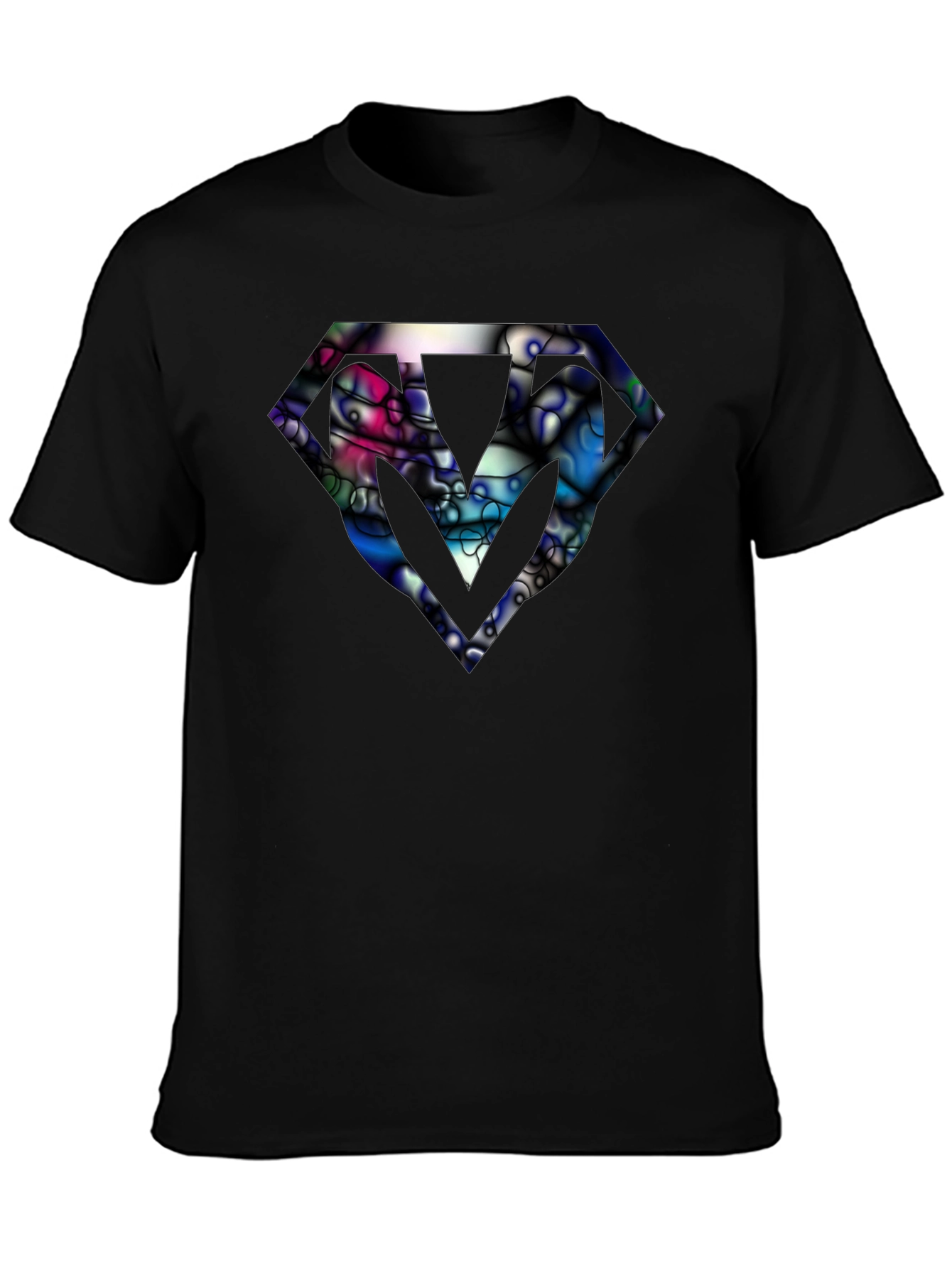 Abstract Diamond Graphic Black T-Shirt
