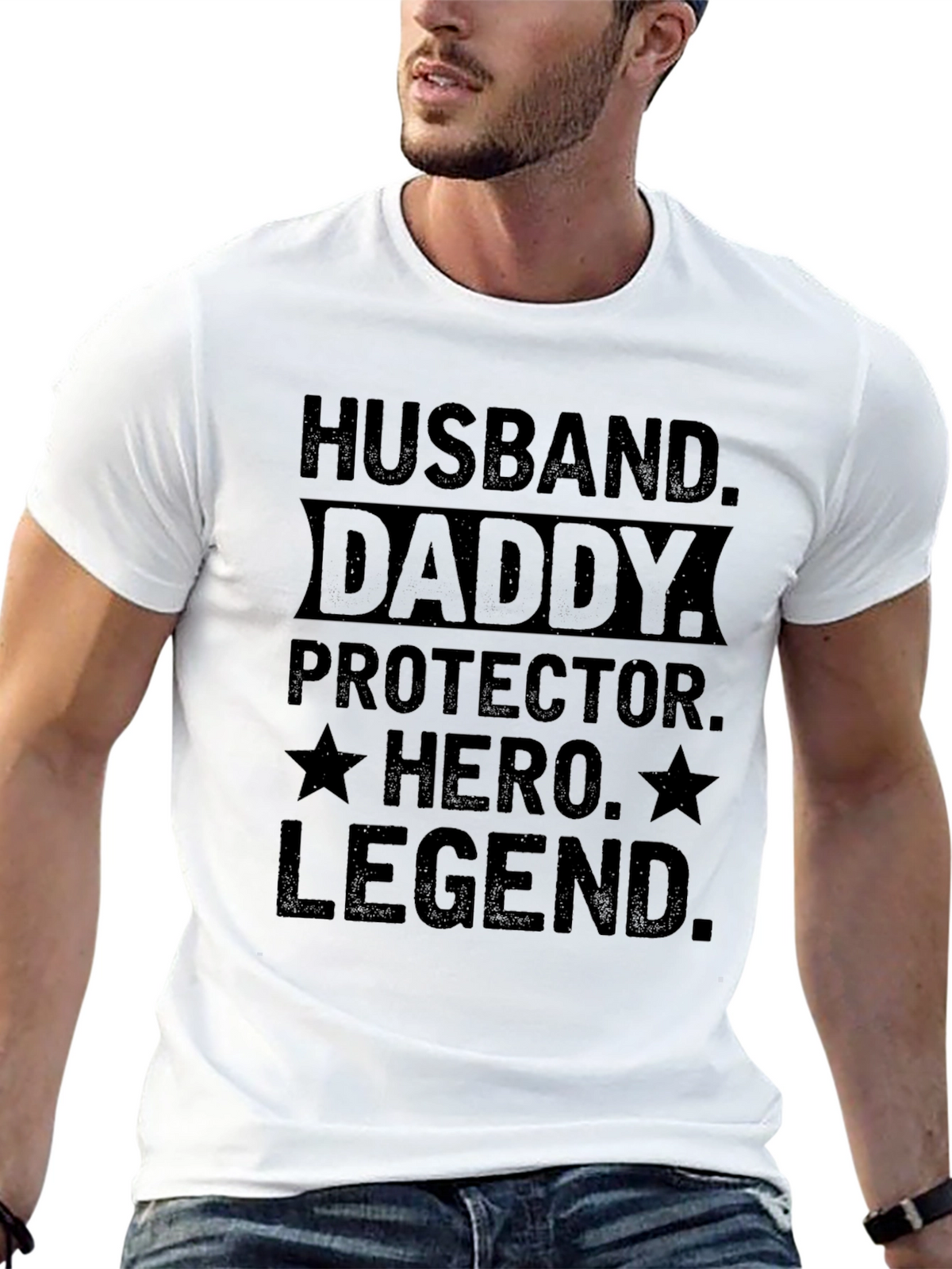 Husband Daddy Hero Legend Black Graphic Tee
