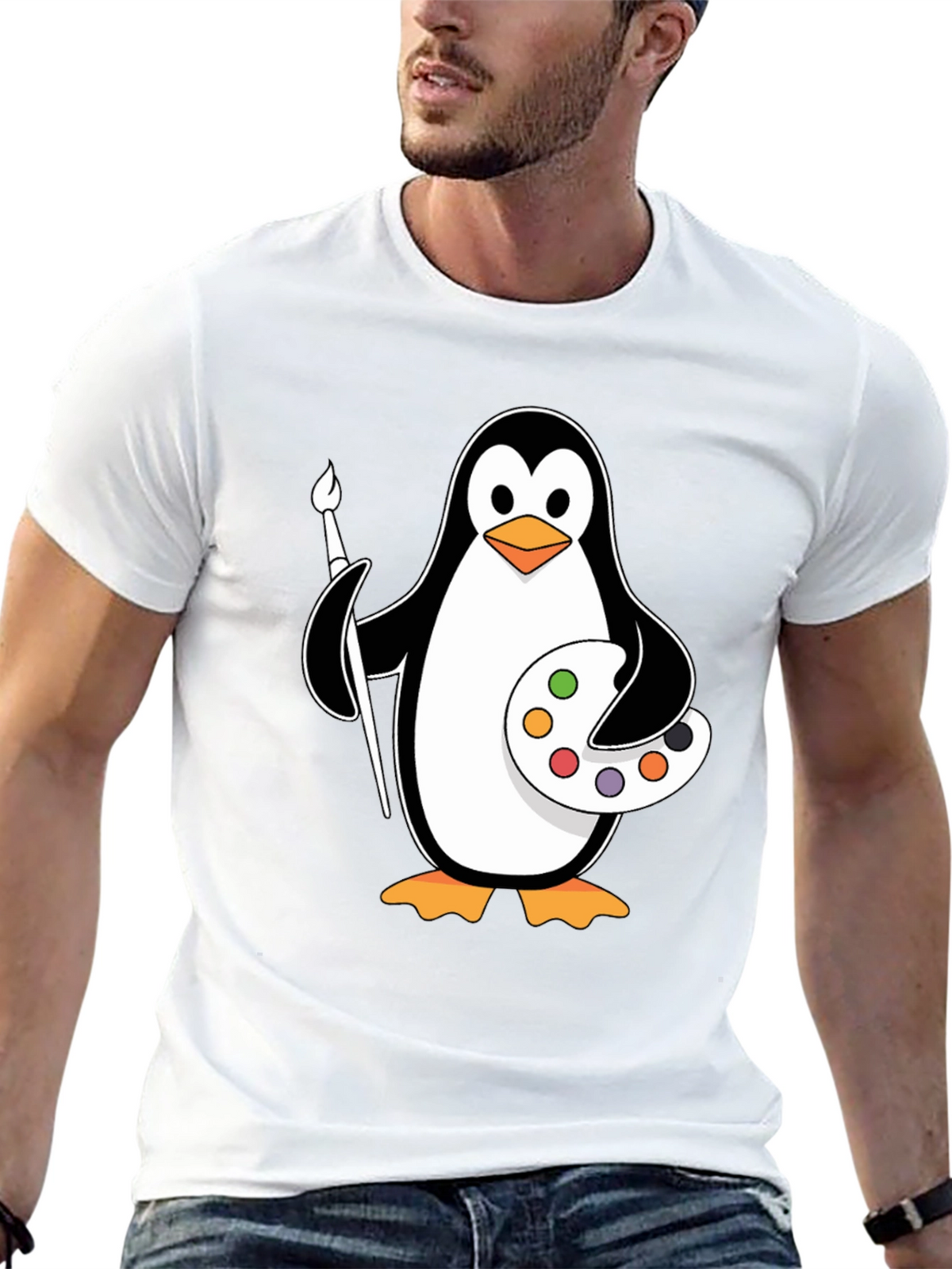 Penguin Artist T-Shirt: Creative & Fun Design