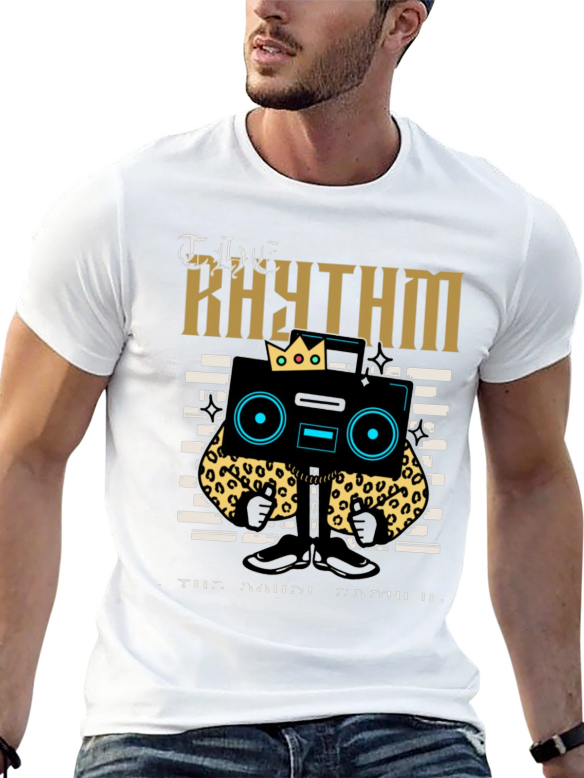 Rhythm Graphic Tee - Cool Cartoon Boombox Design
