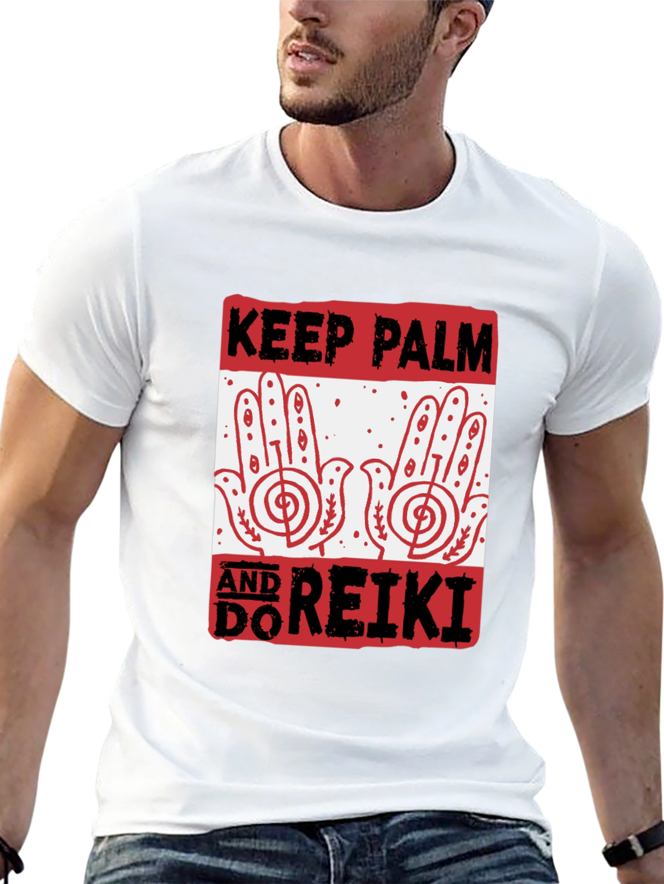 Keep Palm and Do Reiki Black Graphic Tee