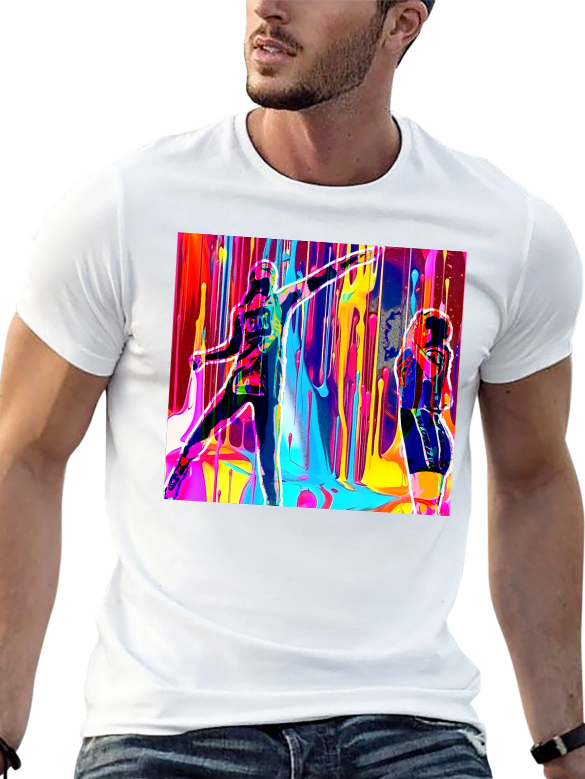 Abstract Art Drip Design Black T-Shirt