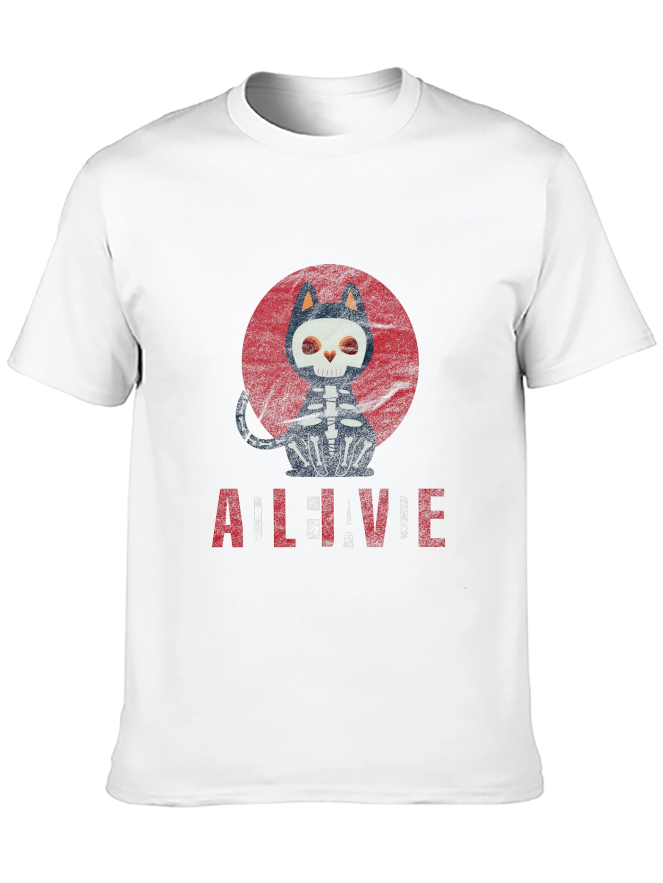 Cat Skeleton Halloween Graphic Tee