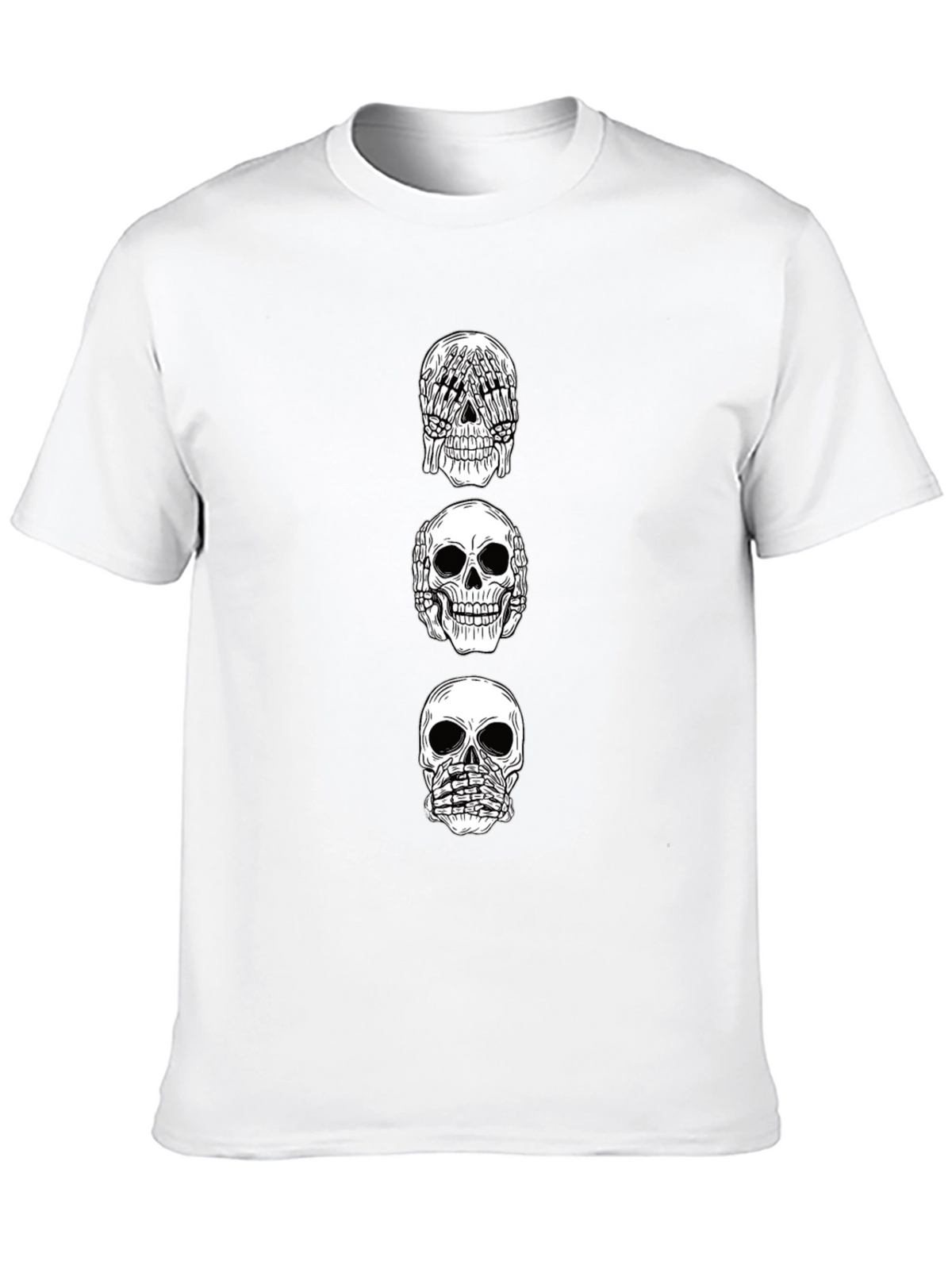 Hear See Speak No Evil Skull Graphic Tee
