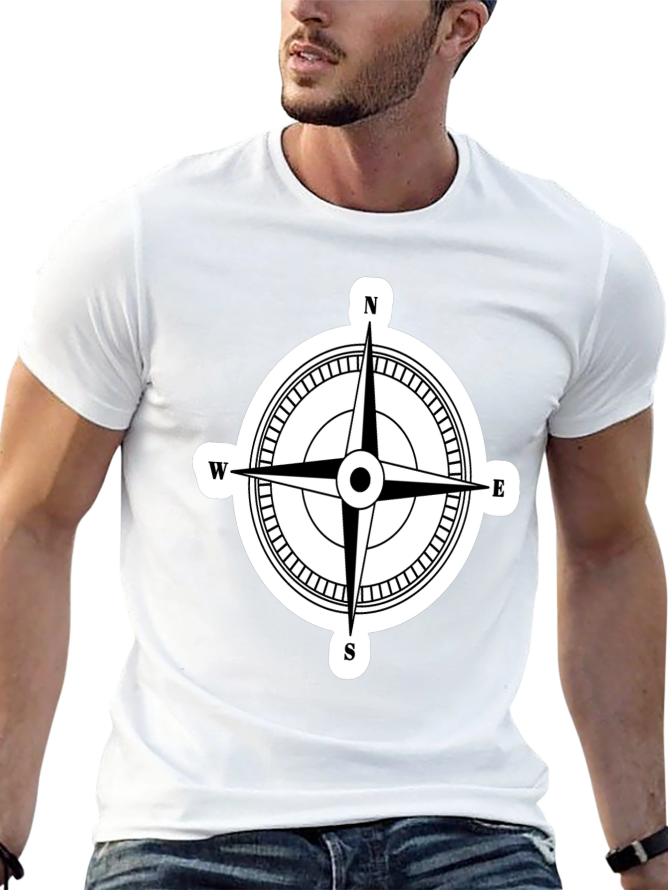 Compass Rose Graphic T-Shirt - Black