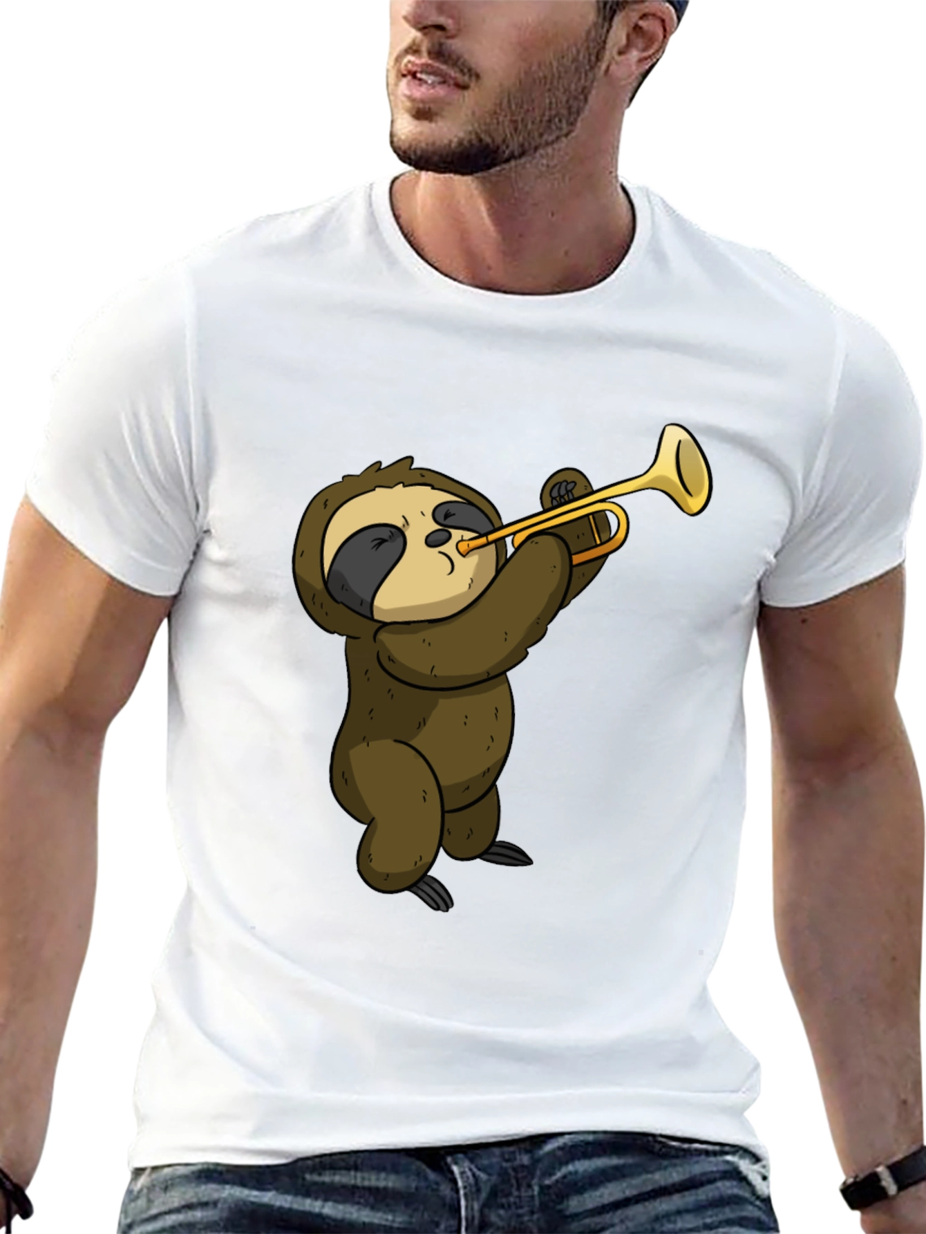 Sloth Trumpet T-Shirt - Funny Musical Animal Tee