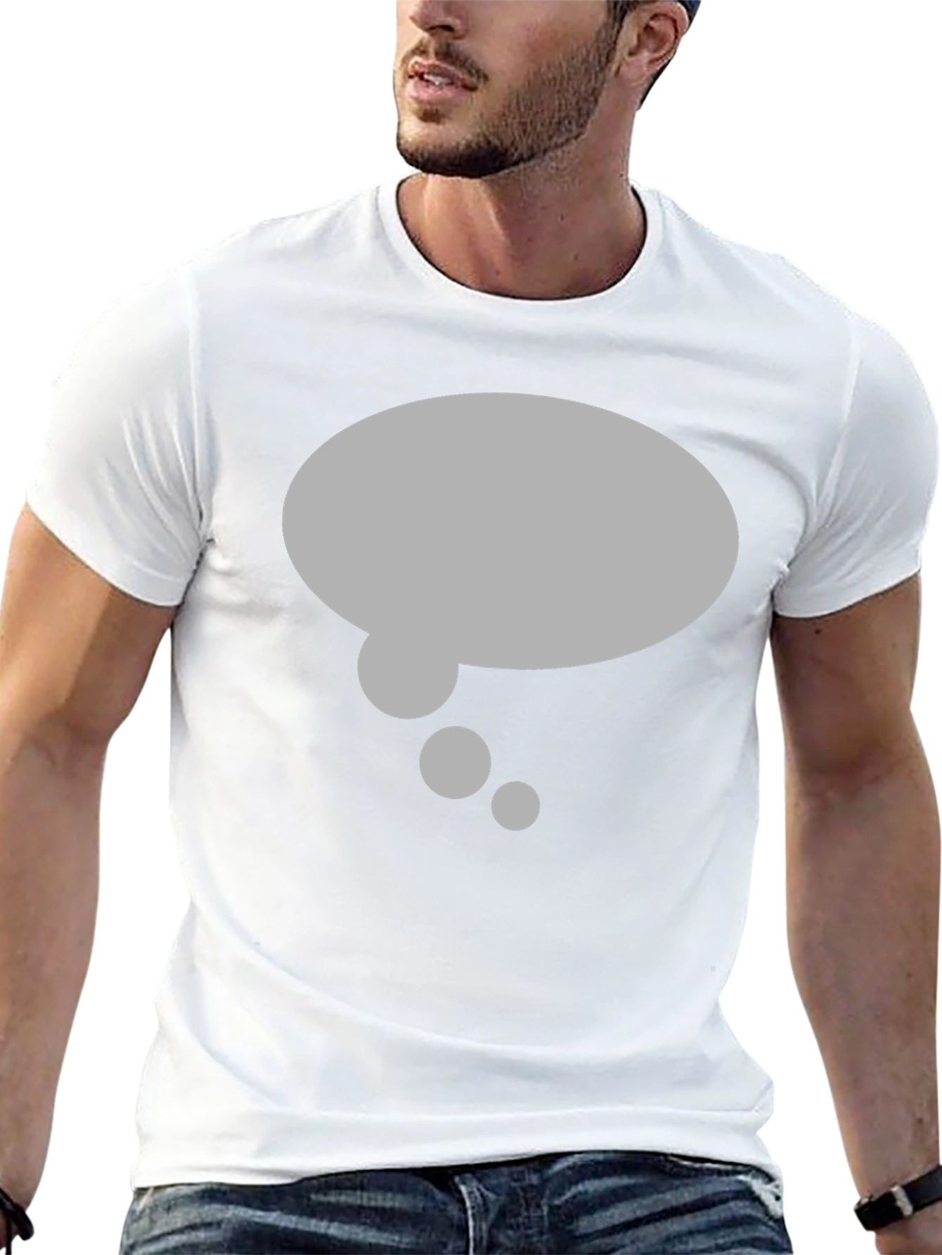 Black T-Shirt with Gray Thought Bubble Design