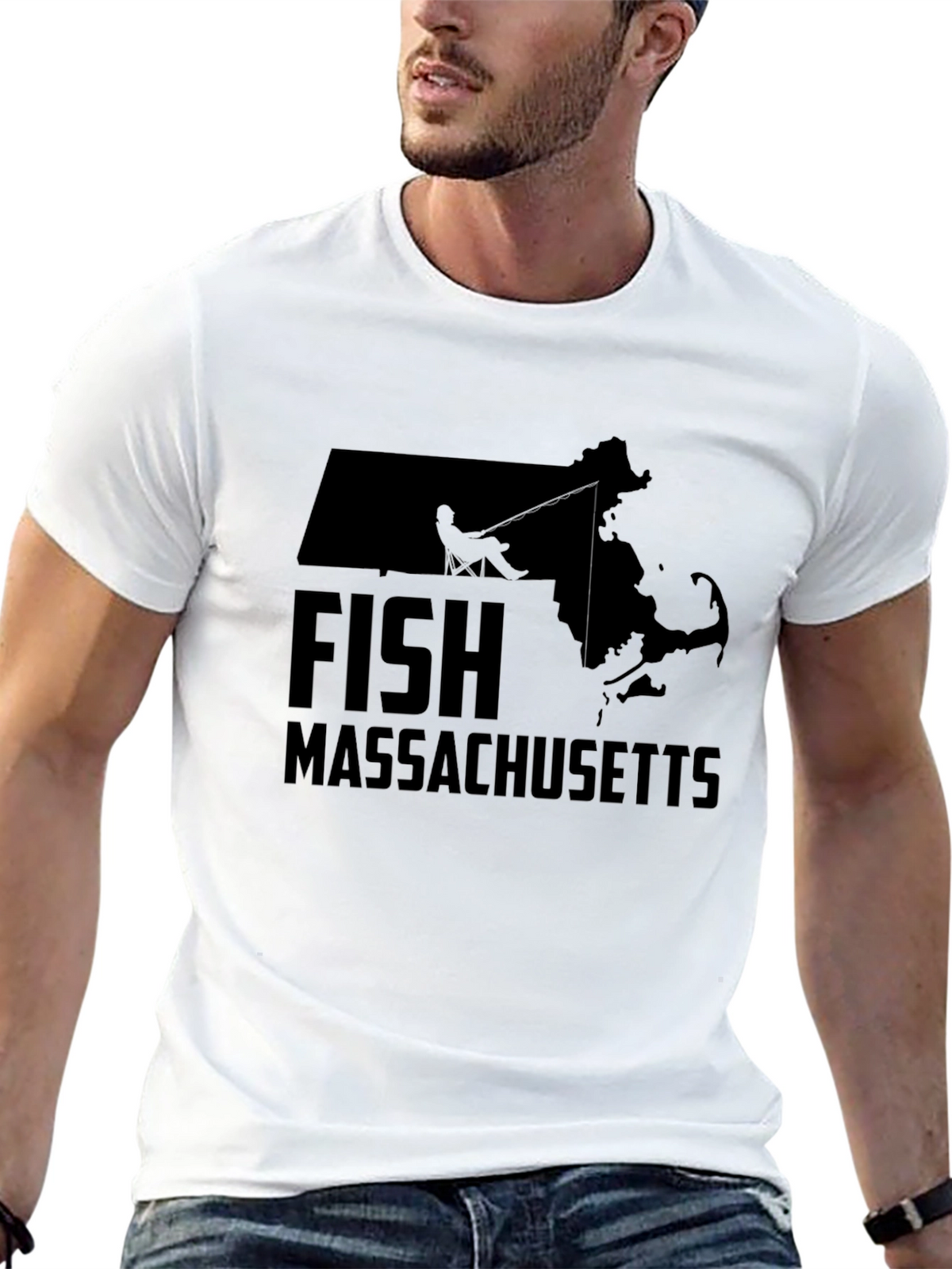 Fish Massachusetts Black T-Shirt