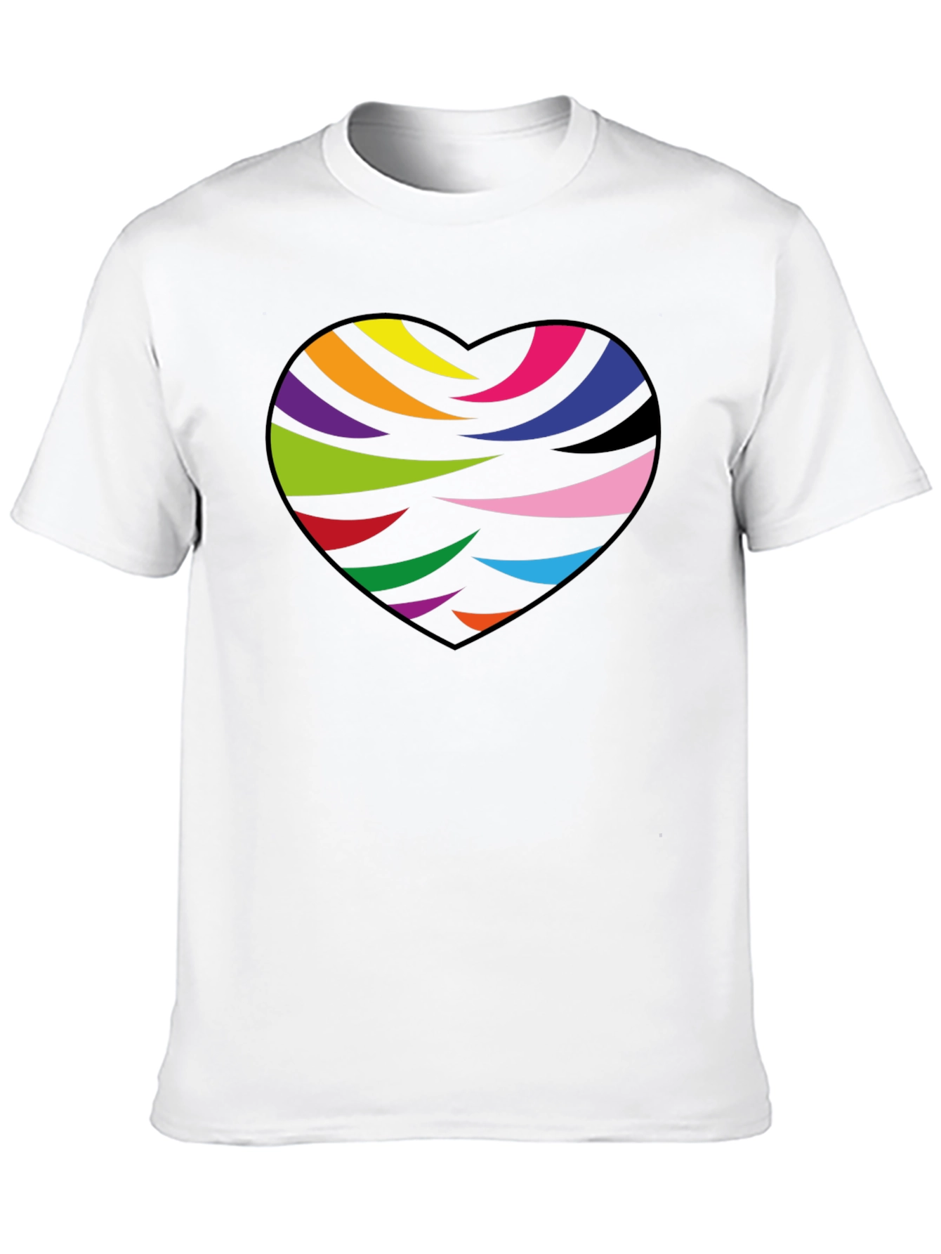 Rainbow Heart Graphic Black T-Shirt