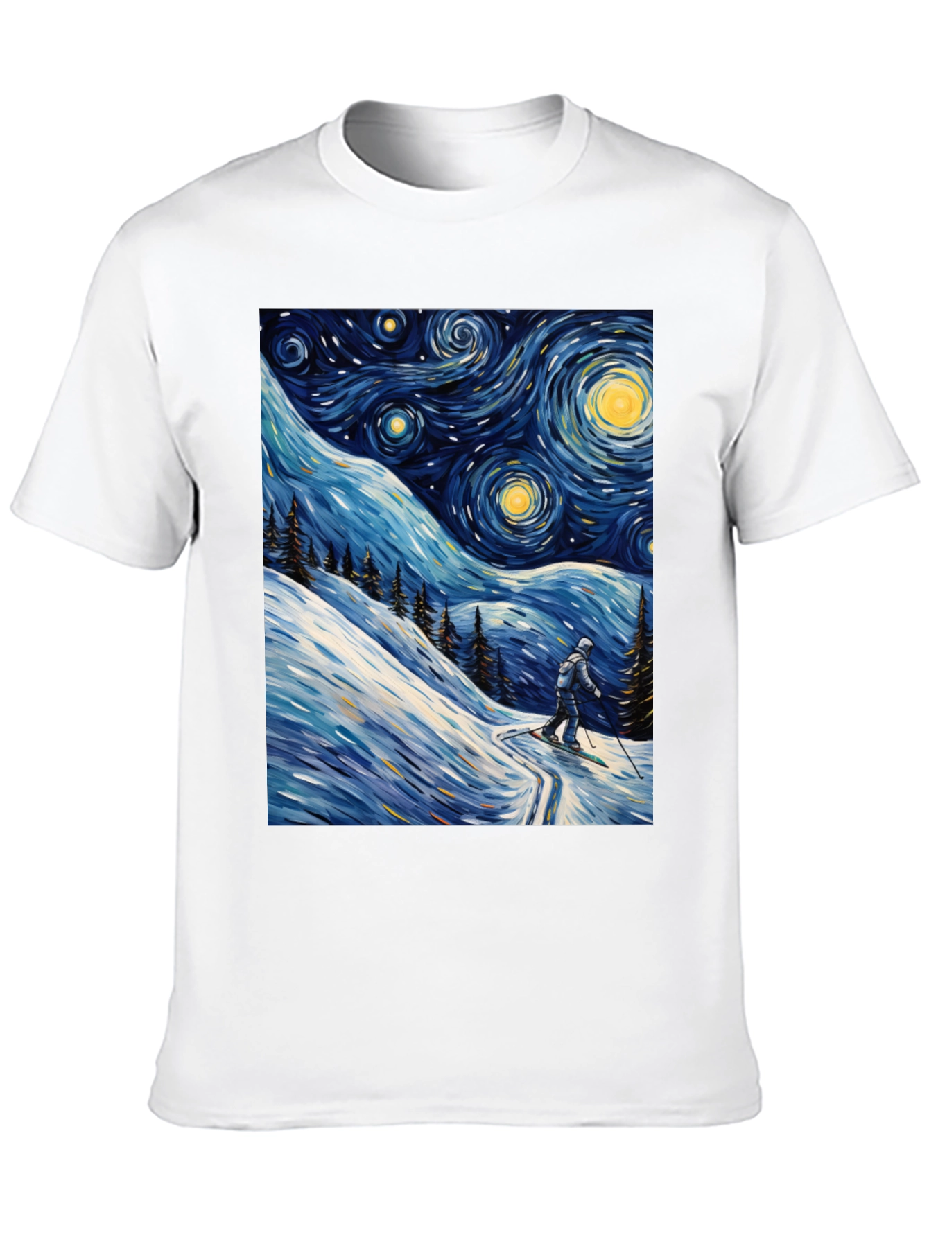 Starry Night Skiing Graphic Tee