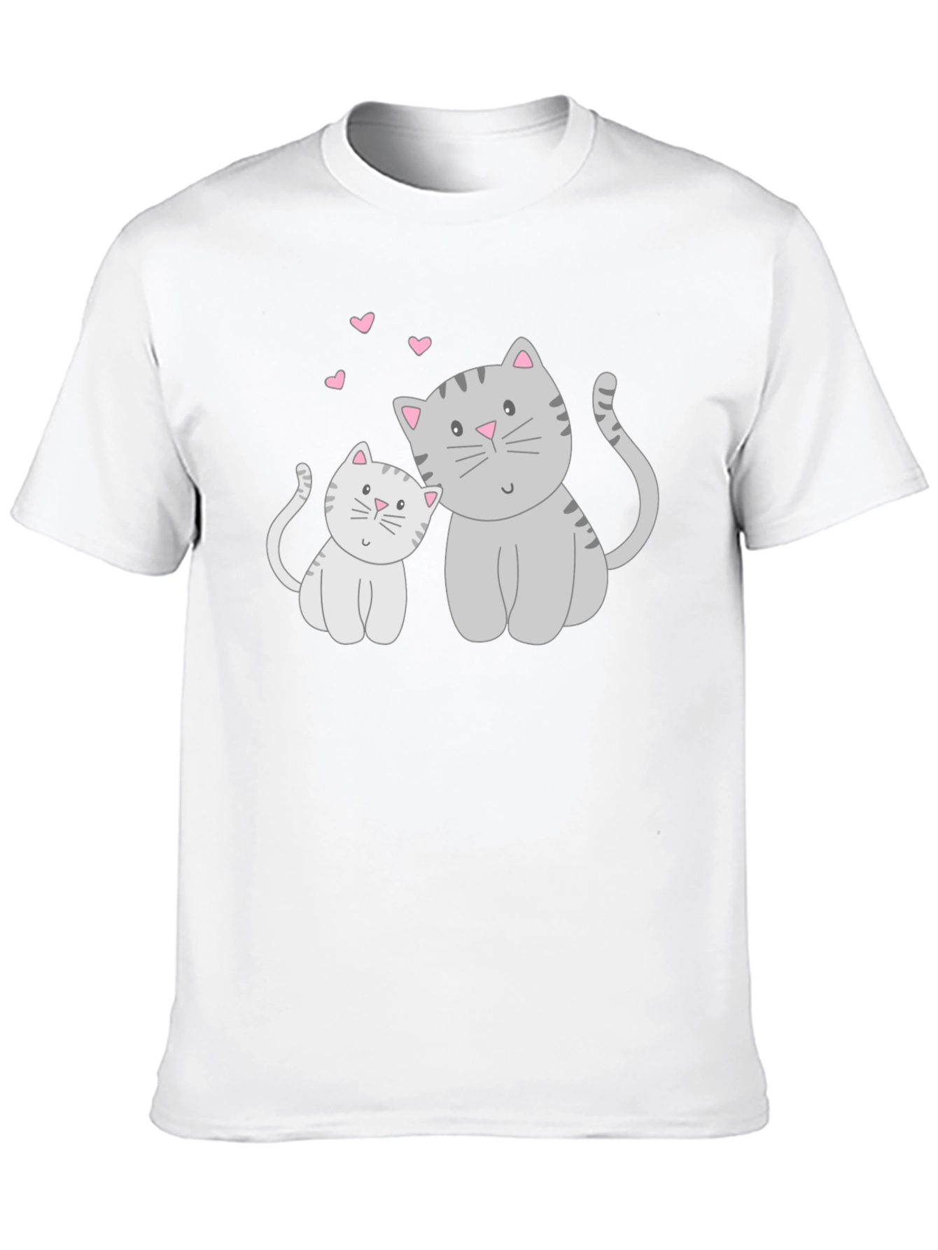 Cute Cat & Kitten Graphic Print T-Shirt