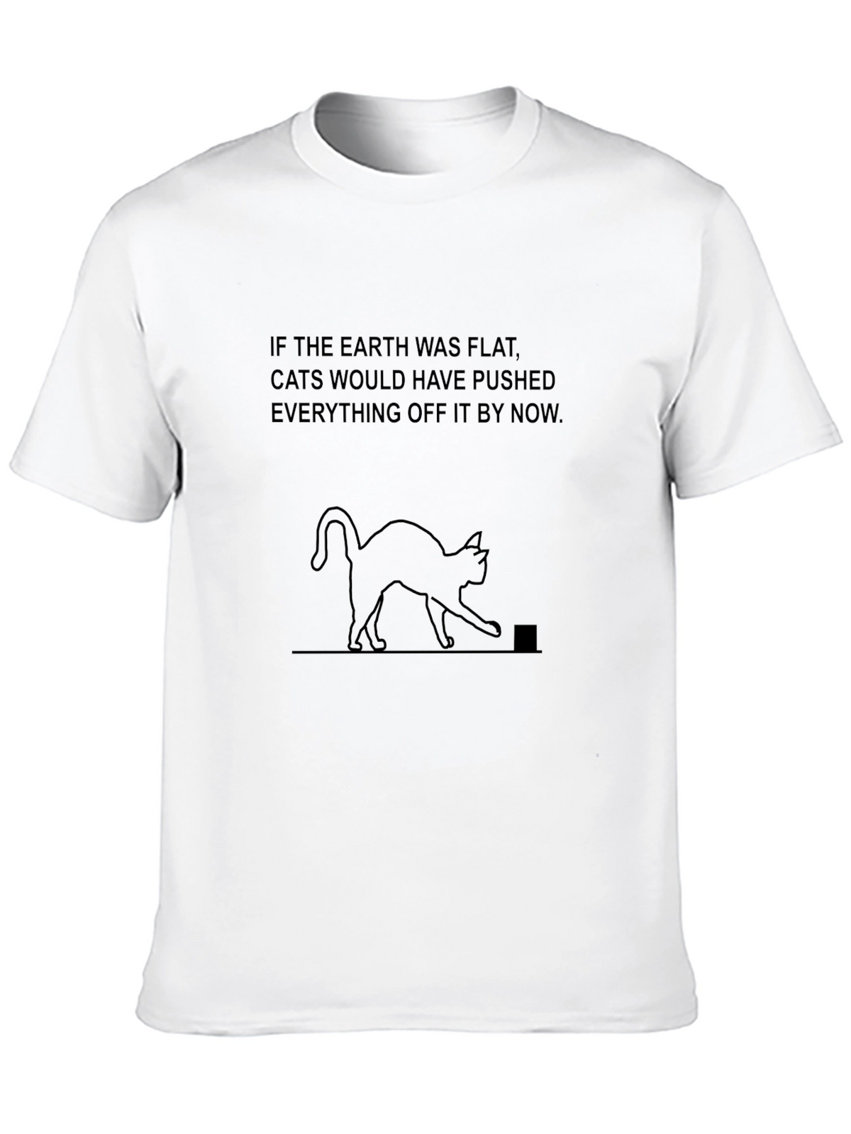 Flat Earth Cat T-Shirt - Funny Design