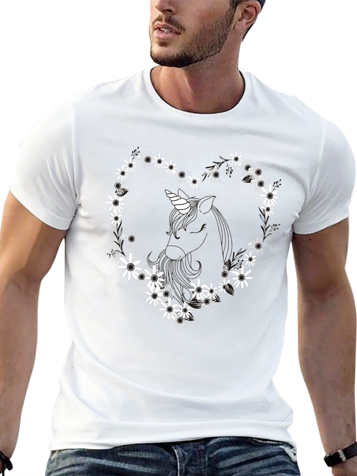 Floral Unicorn Heart T-Shirt