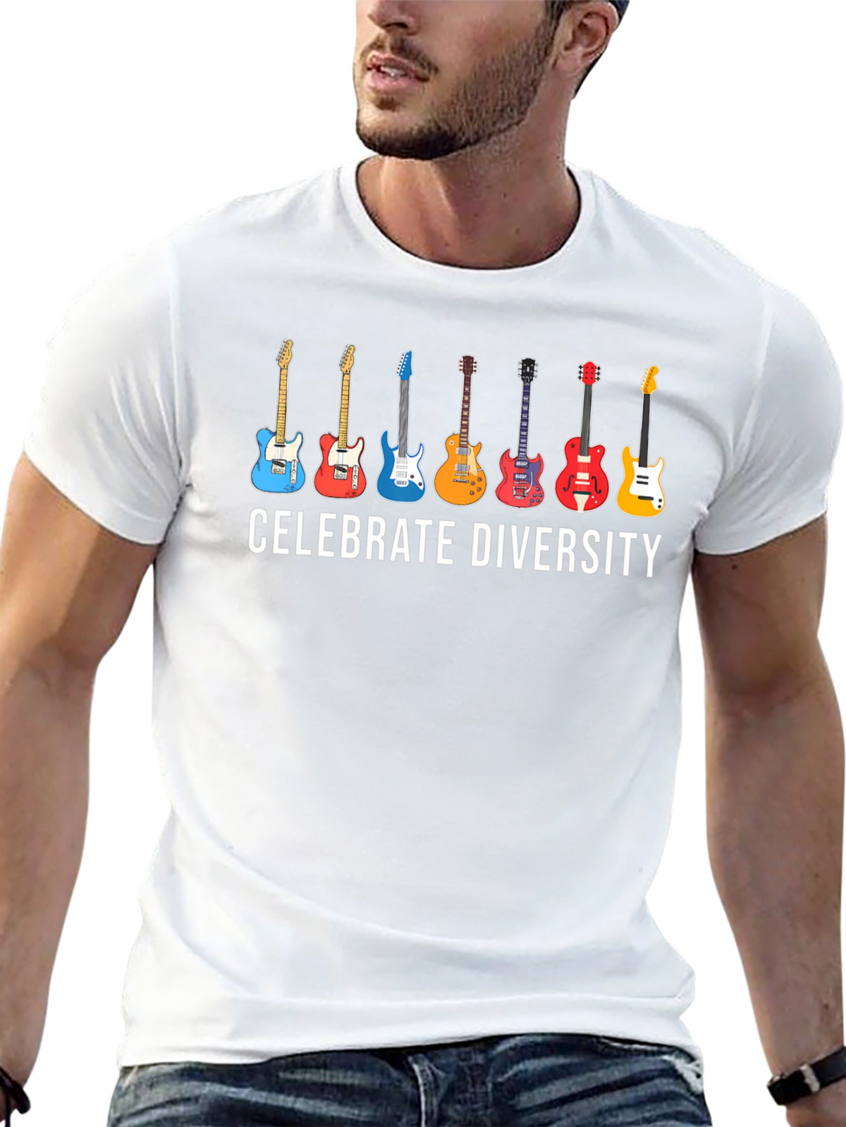 Celebrate Diversity Guitar T-Shirt