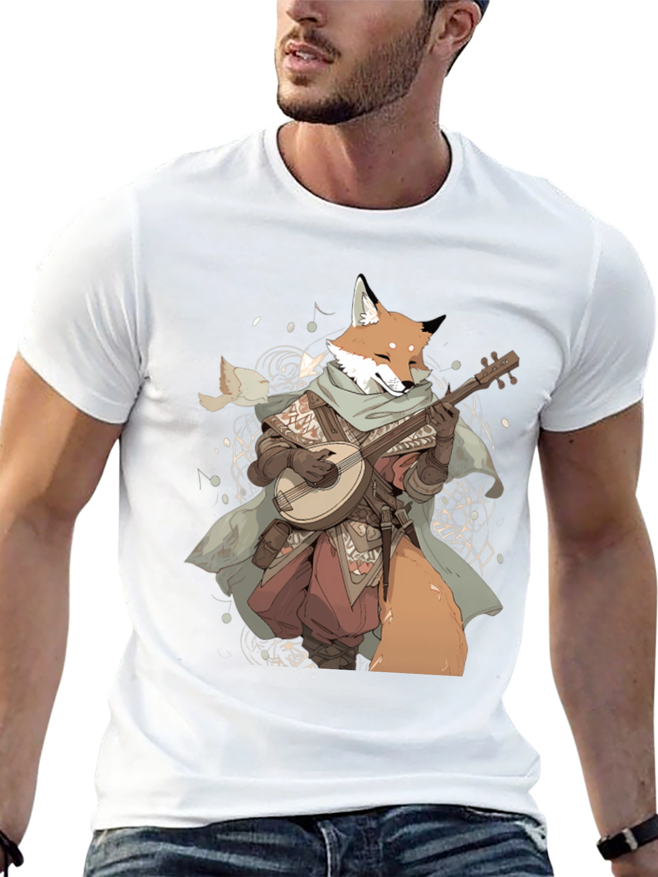 Fox Bard T-Shirt - Whimsical Design