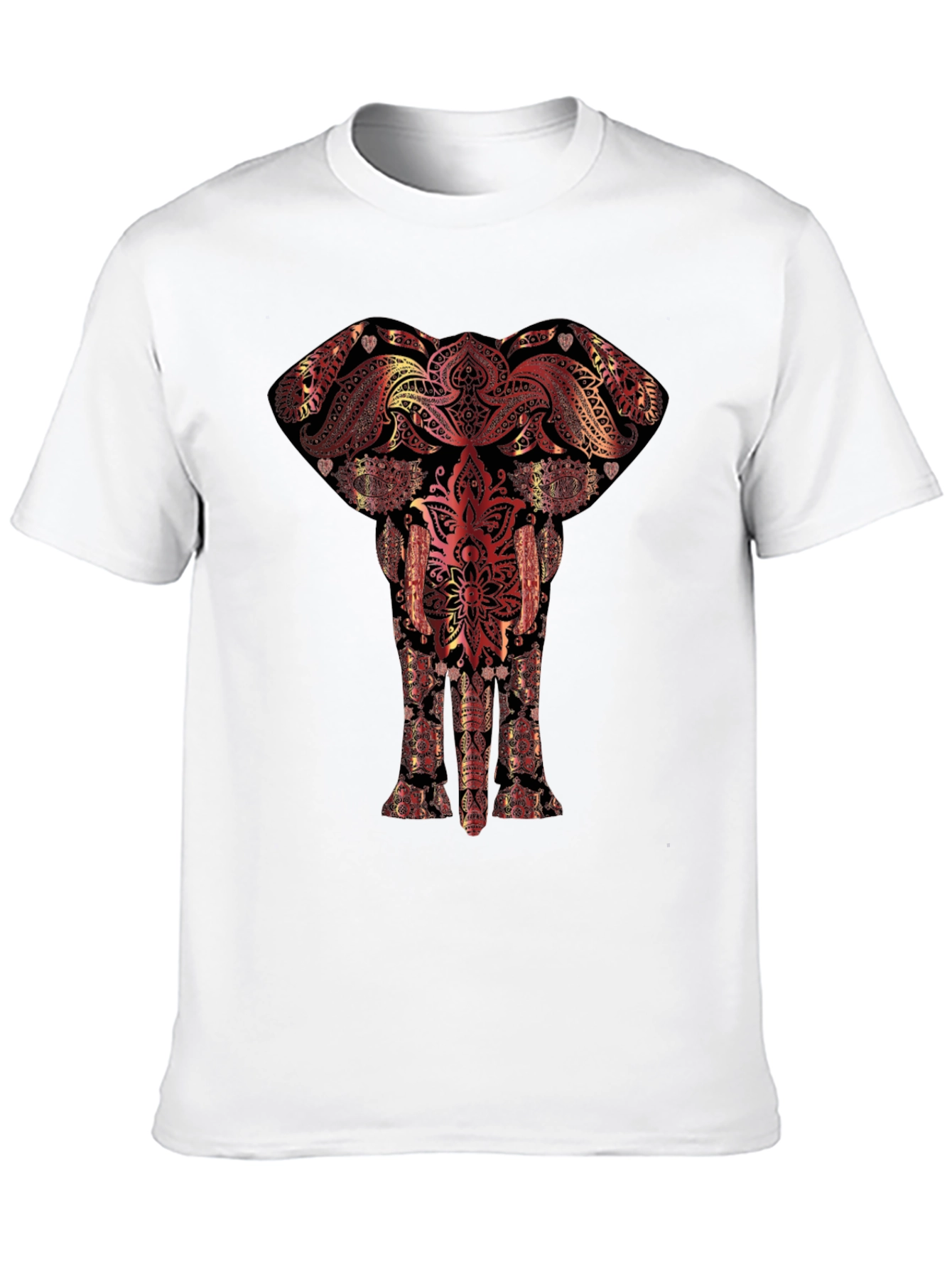 Elephant Mandala Graphic Tee - Artistic Black T-Shirt