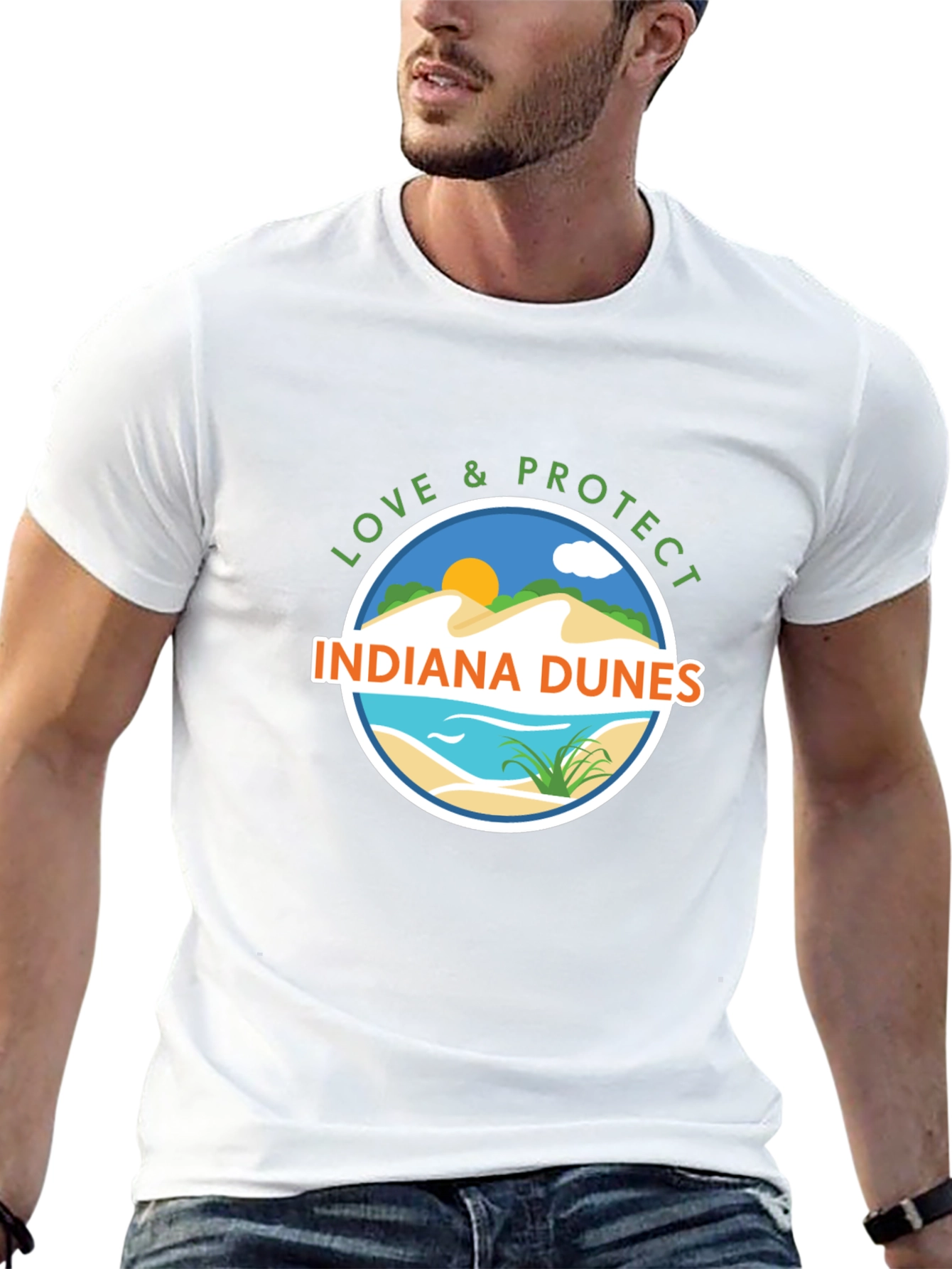 Indiana Dunes Love & Protect Black Graphic Tee