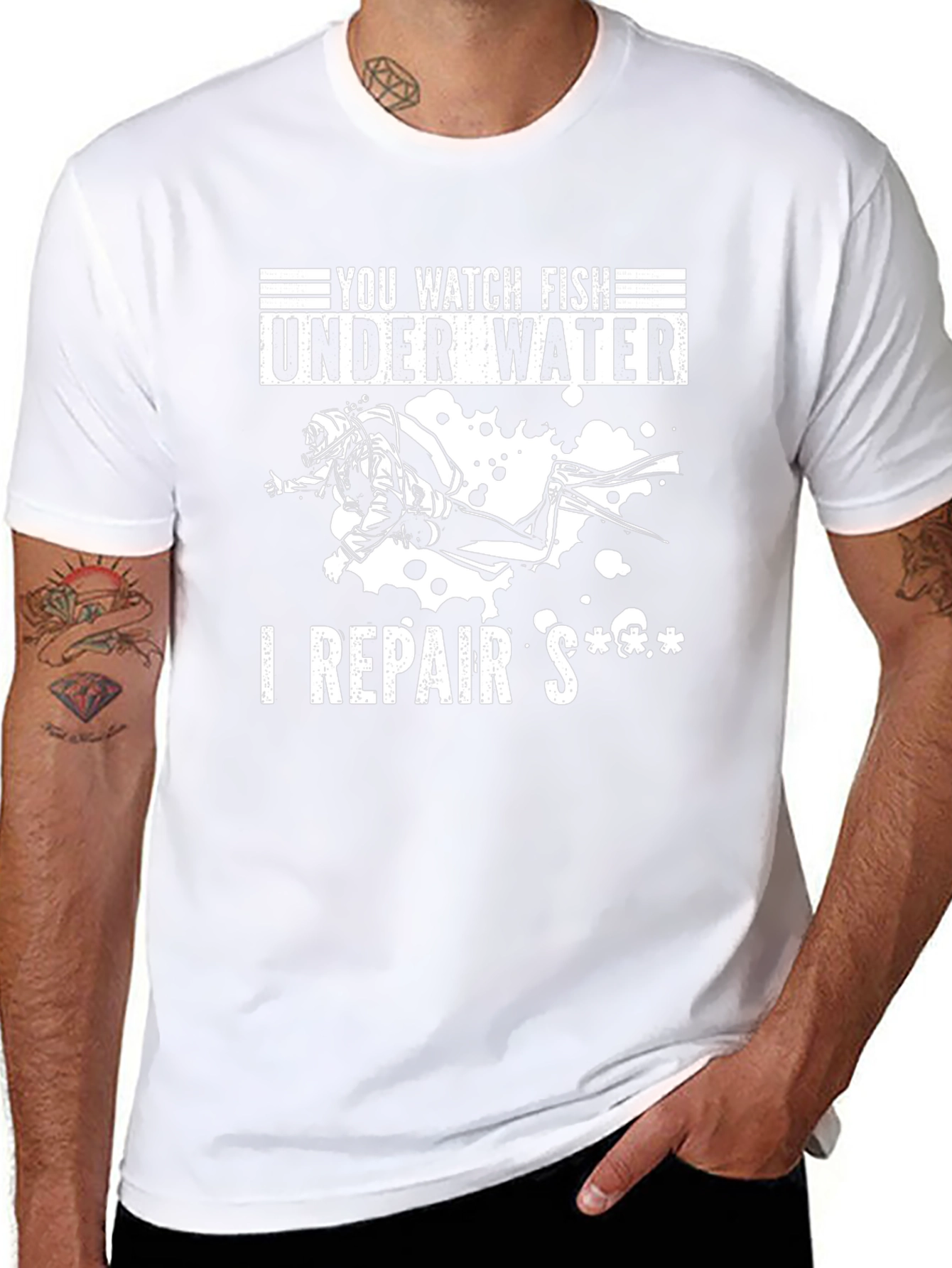 You Watch Fish I Repair Diver Black T-Shirt
