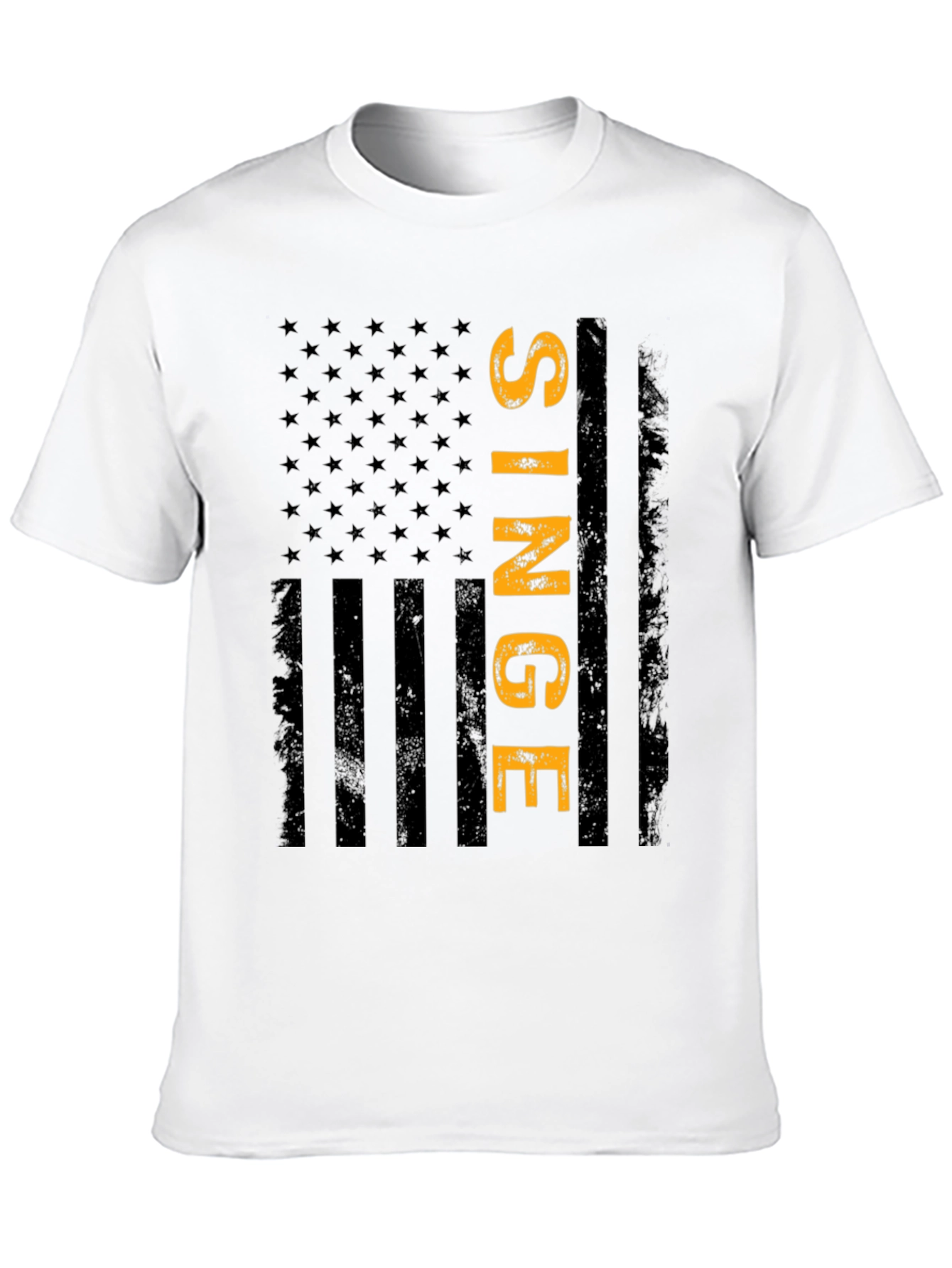 Single American Flag T-Shirt - Black