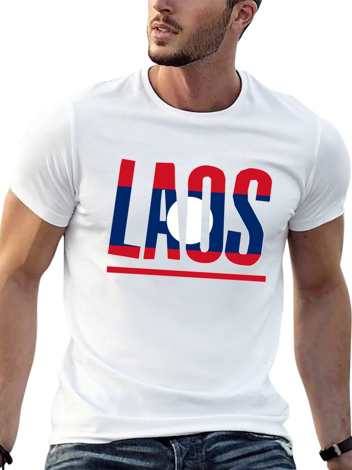 Laos Flag Graphic T-Shirt - Patriotic Style