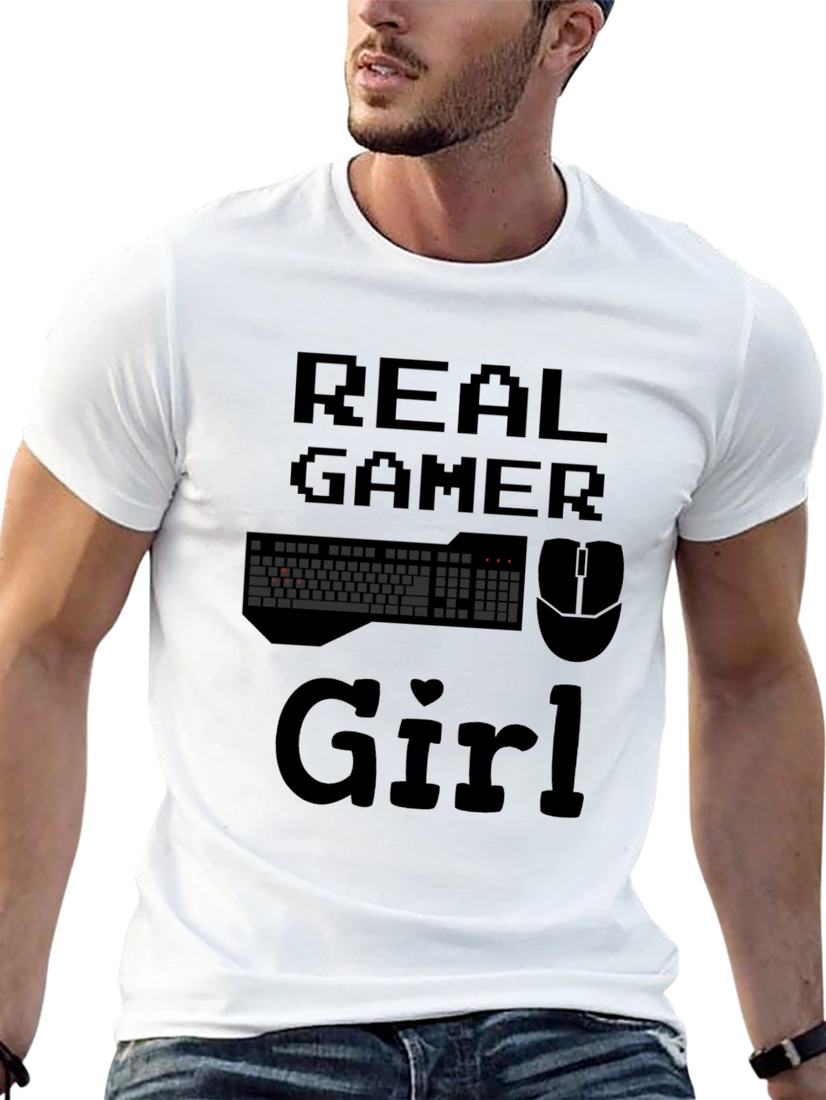 Real Gamer Girl Graphic T-Shirt - Black Cotton Tee