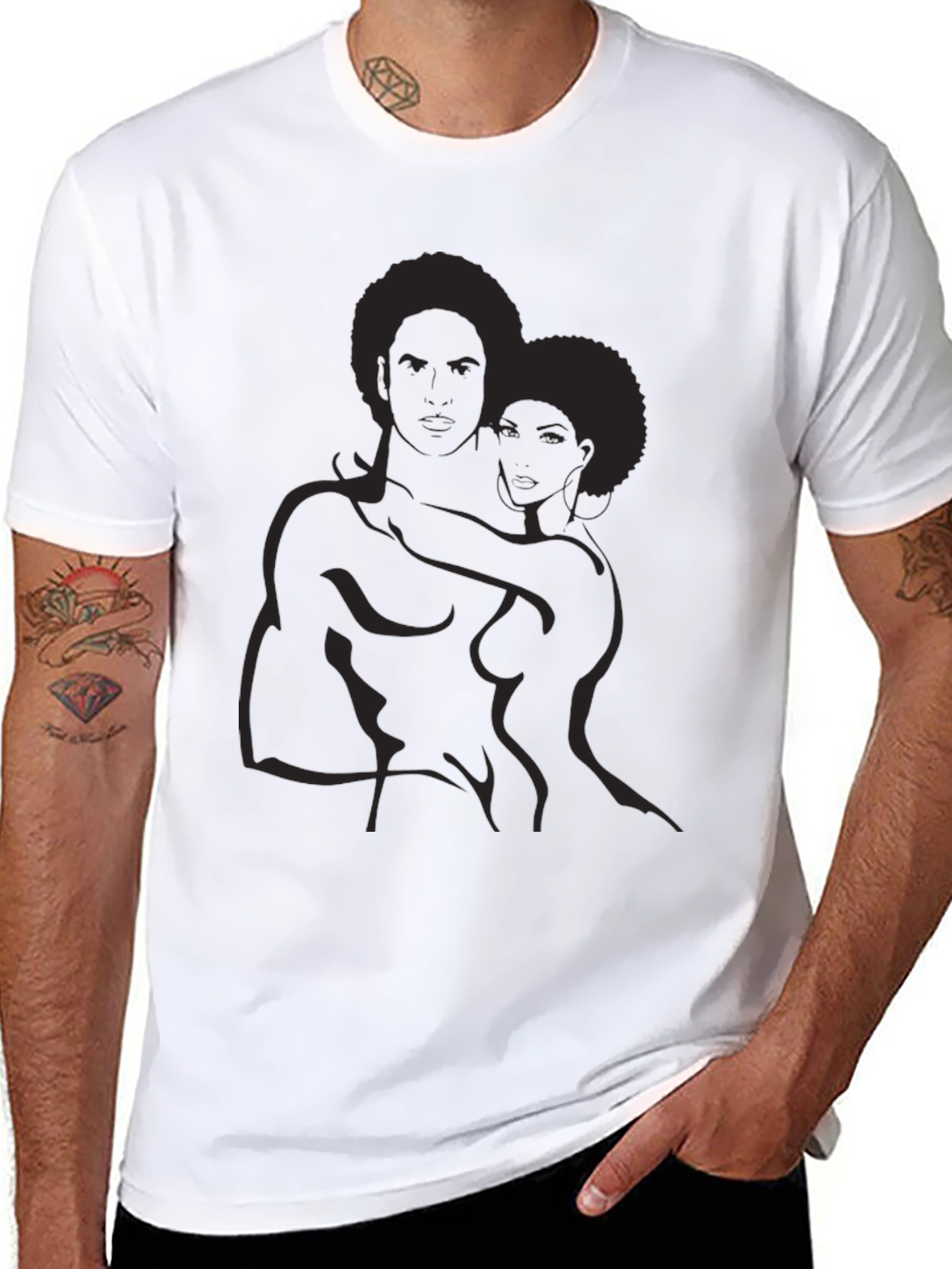 Abstract Afro Couple Graphic Tee