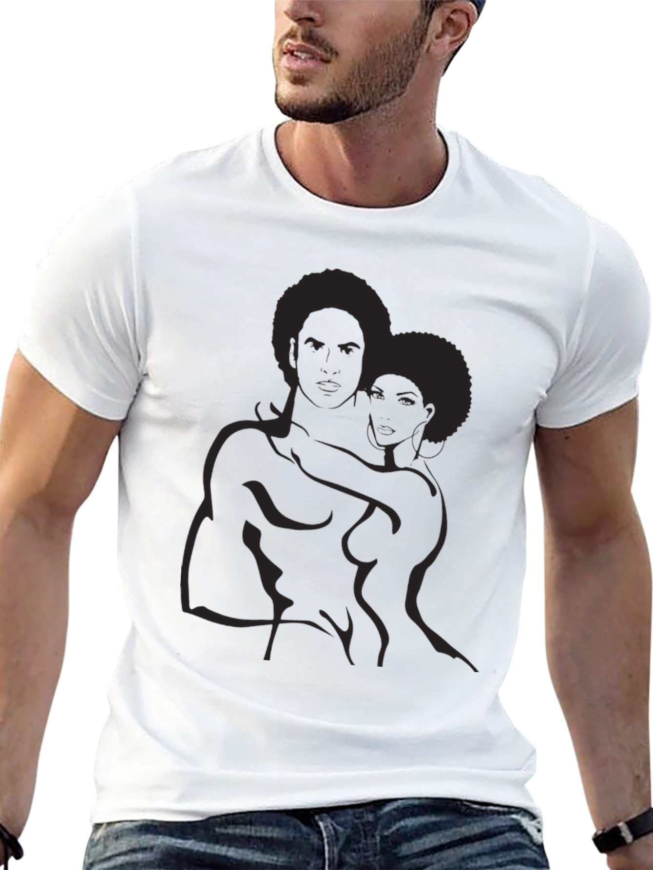 Abstract Afro Couple Graphic Tee