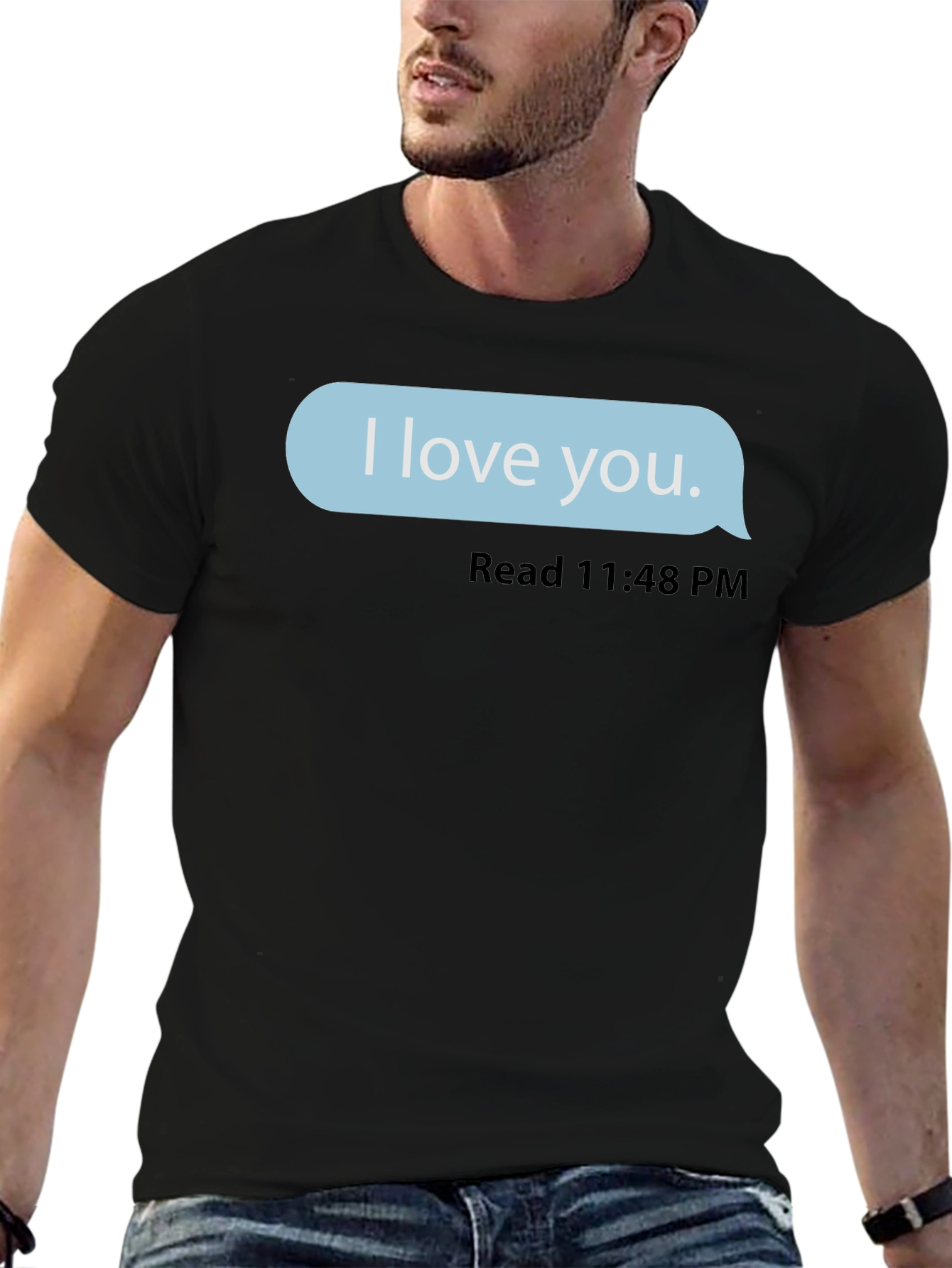 I Love You Text Message Black T-Shirt