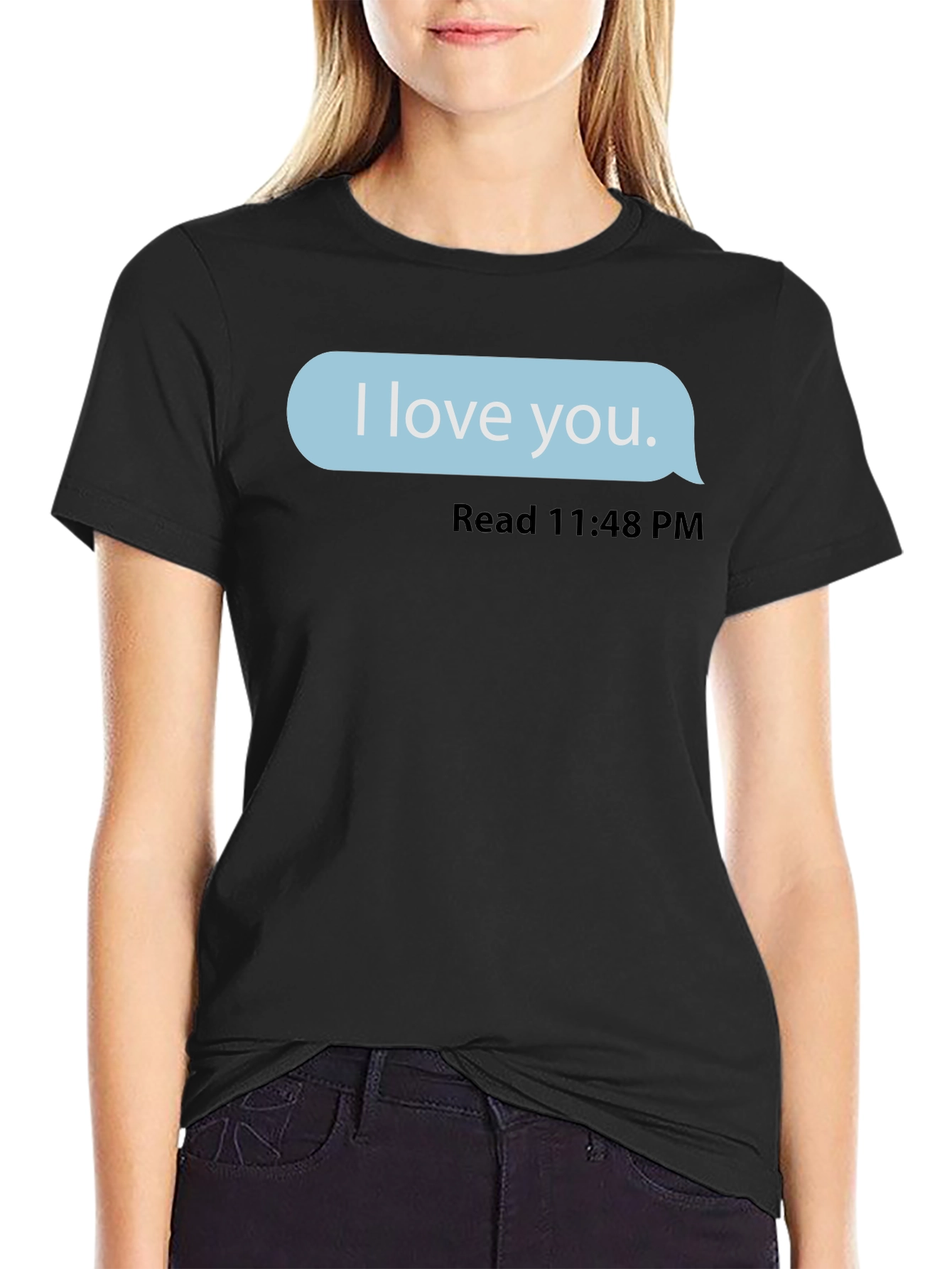 I Love You Text Message Black T-Shirt