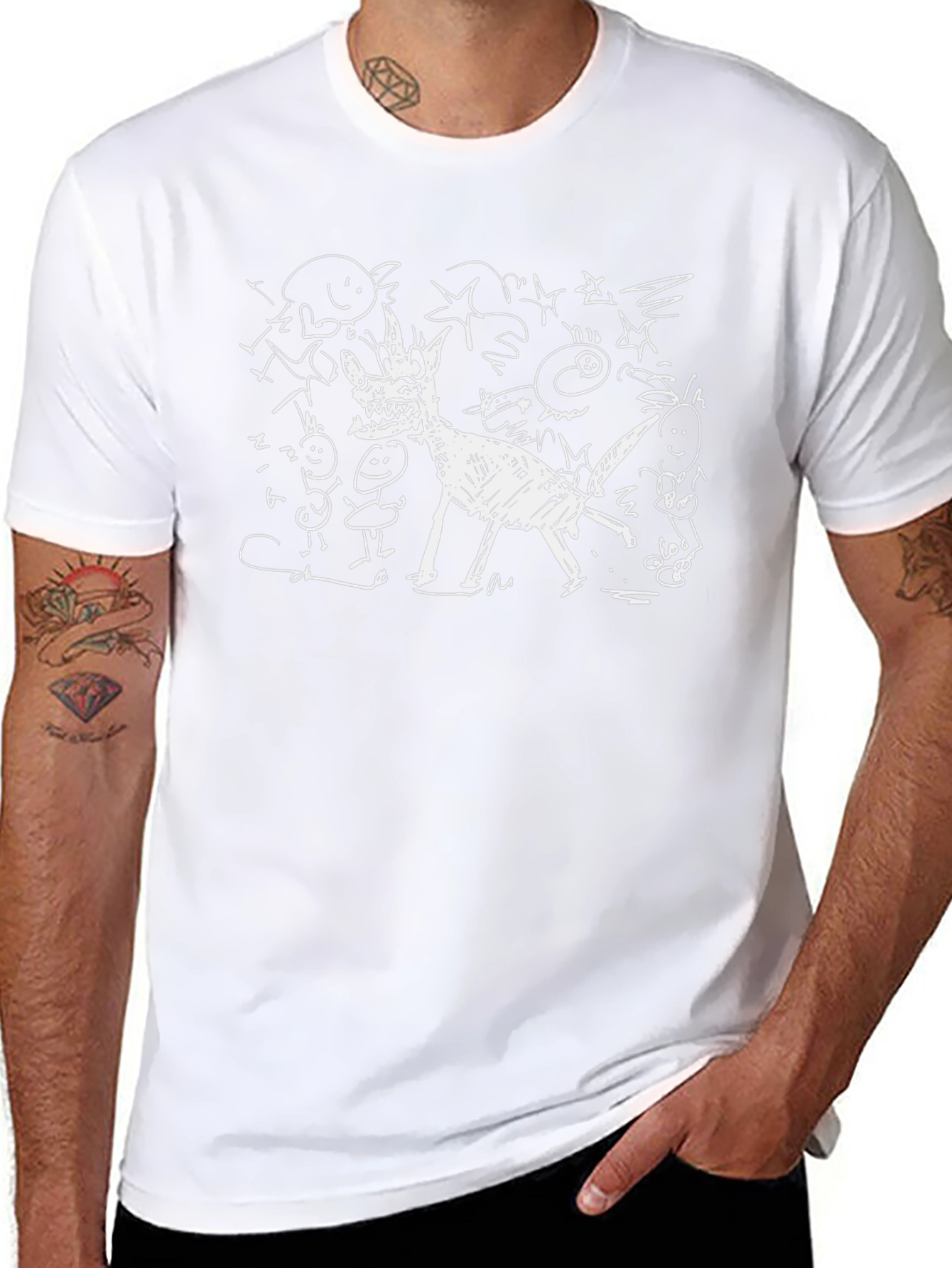 Abstract Doodle Graphic Black T-Shirt