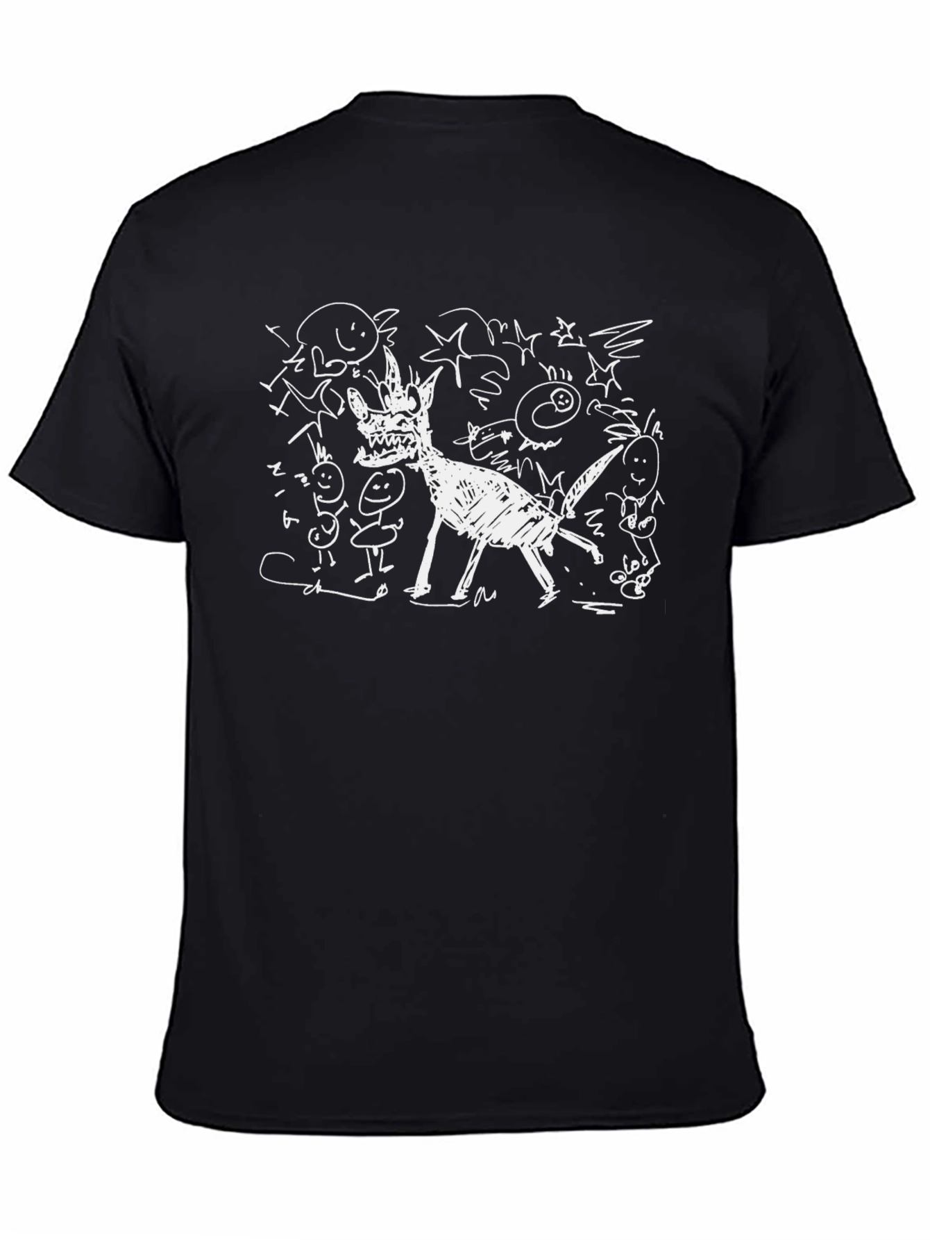 Abstract Doodle Graphic Black T-Shirt