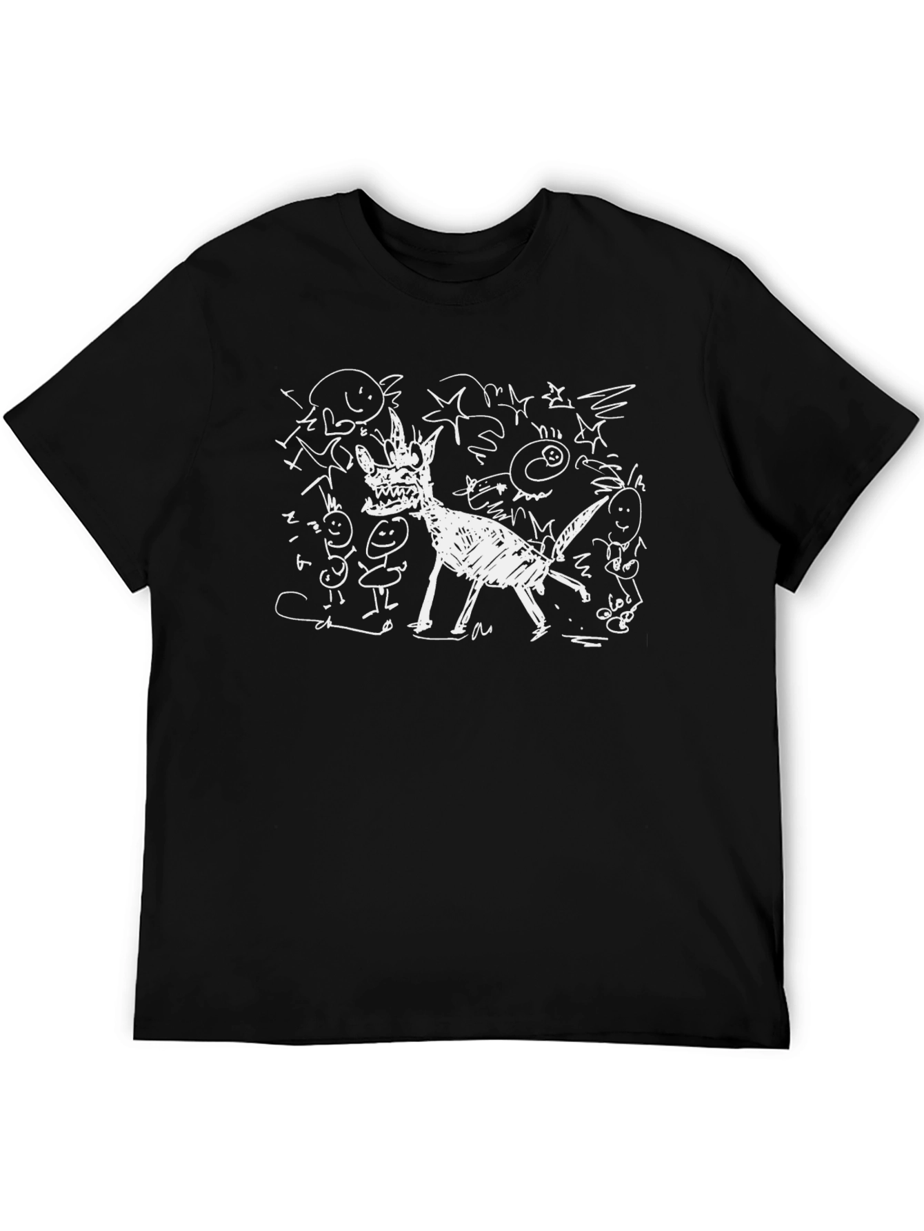 Abstract Doodle Graphic Black T-Shirt