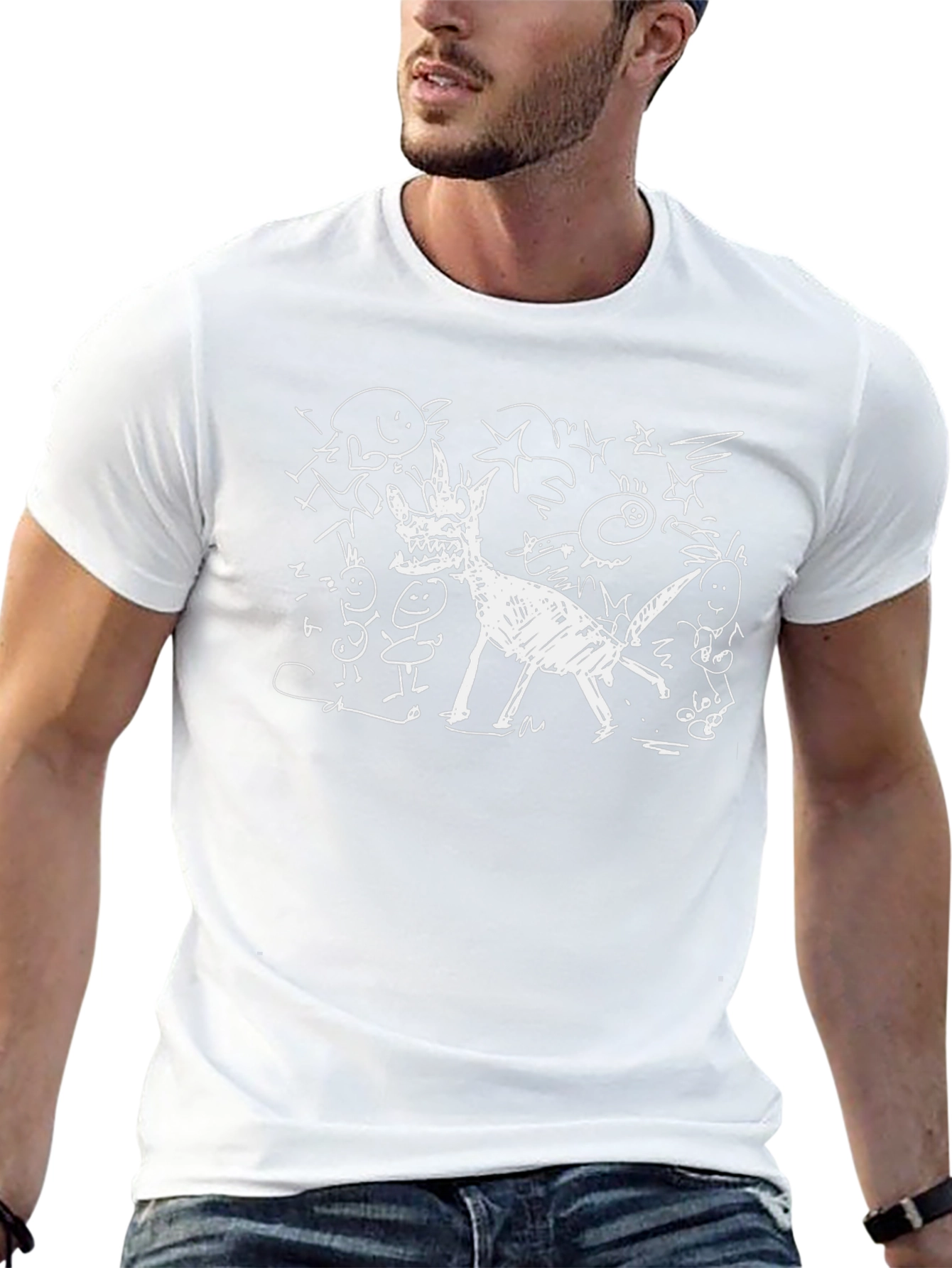 Abstract Doodle Graphic Black T-Shirt