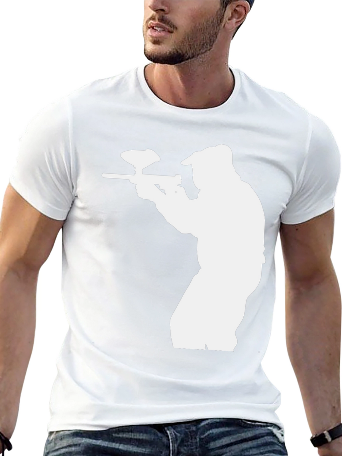 Paintball Player Graphic T-Shirt - Black Cotton