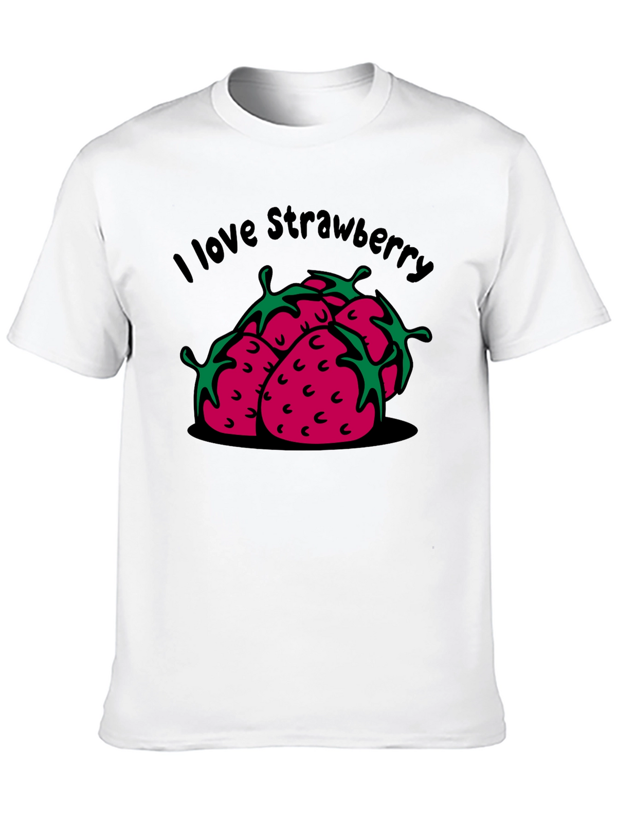 I Love Strawberry Black Graphic T-Shirt