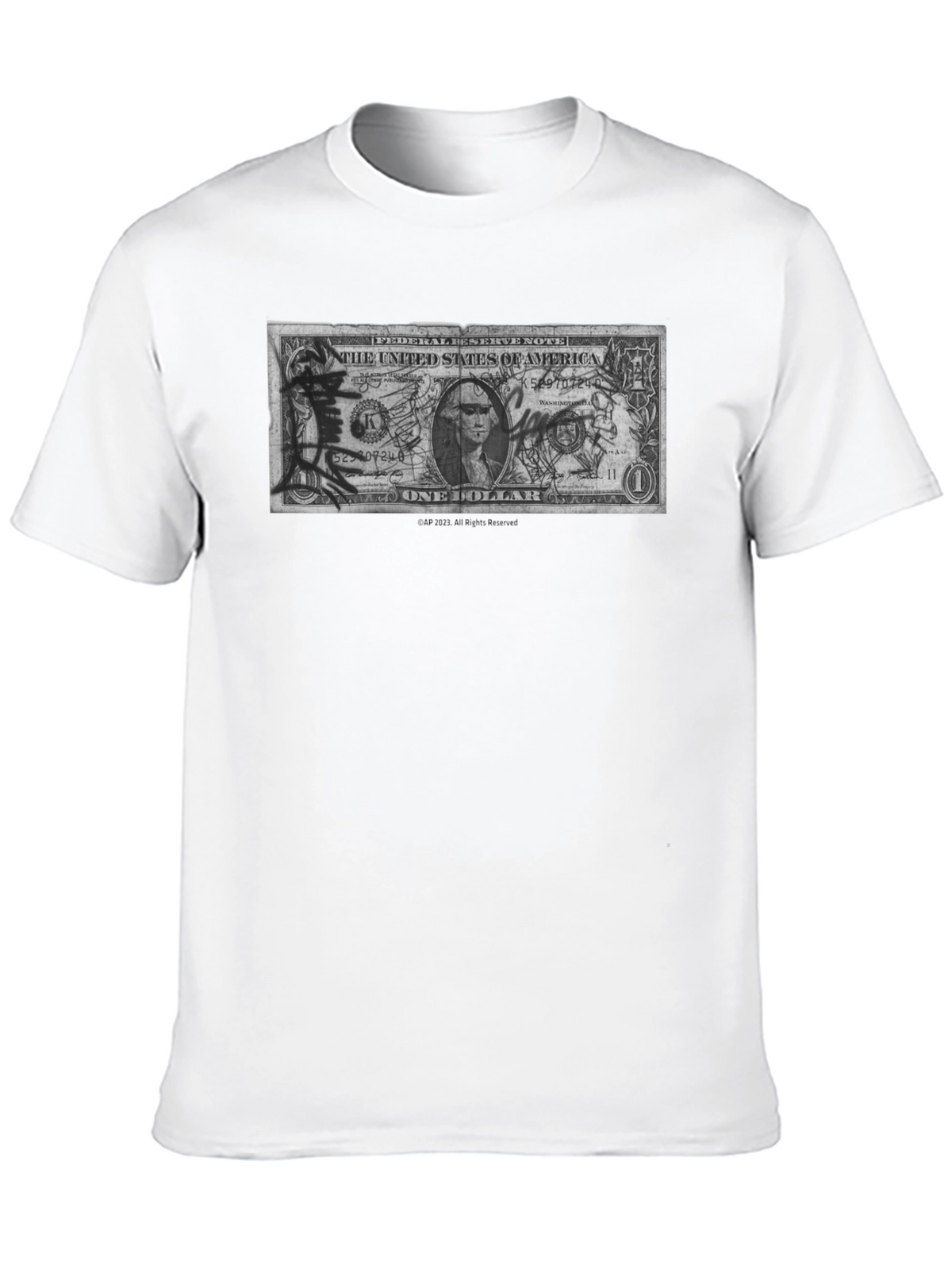 Artistic Dollar Bill Graphic Tee - Black
