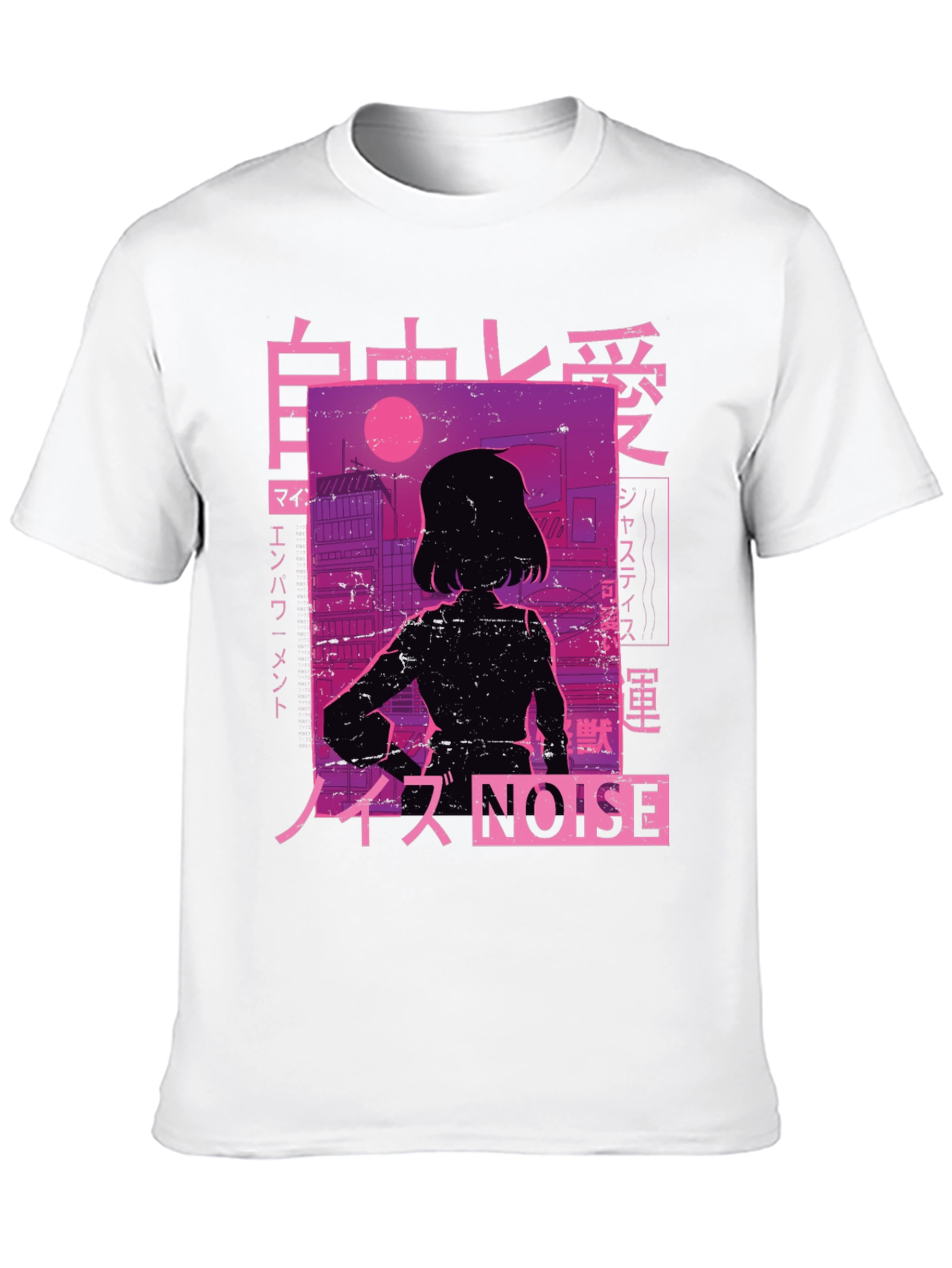 Cyberpunk Anime Style T-Shirt - Japanese Text Design