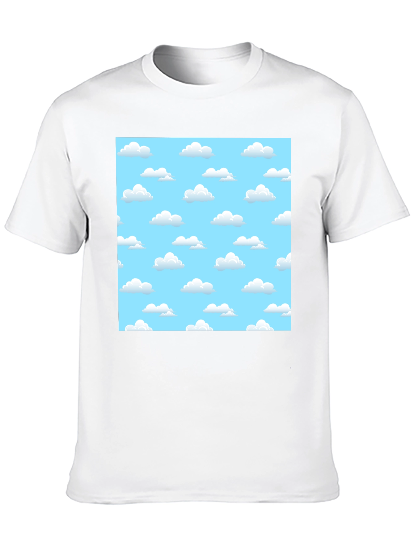 Cartoon Cloud Print Black T-Shirt