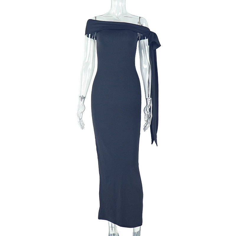 Women's Elegant Solid Color Off-Shoulder Maxi Dress