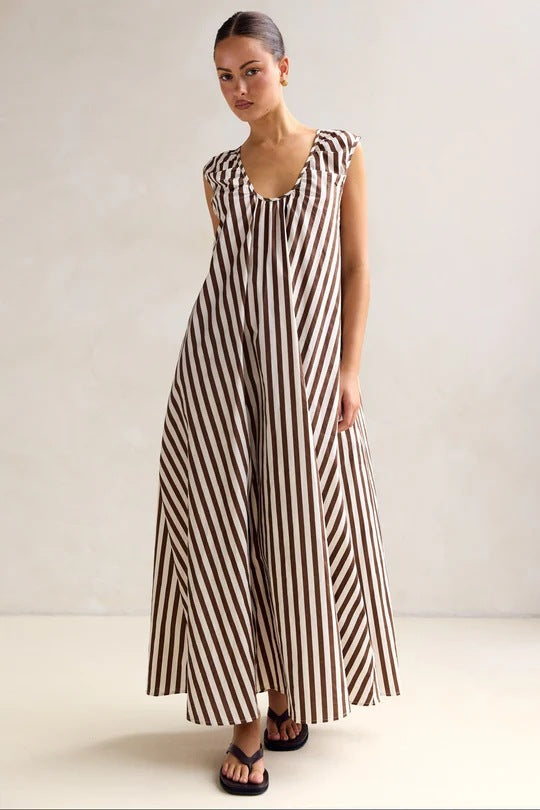 Women's Casual Summer Polka Dot Print U-Neck Sleeveless Large Swing Loose Dress