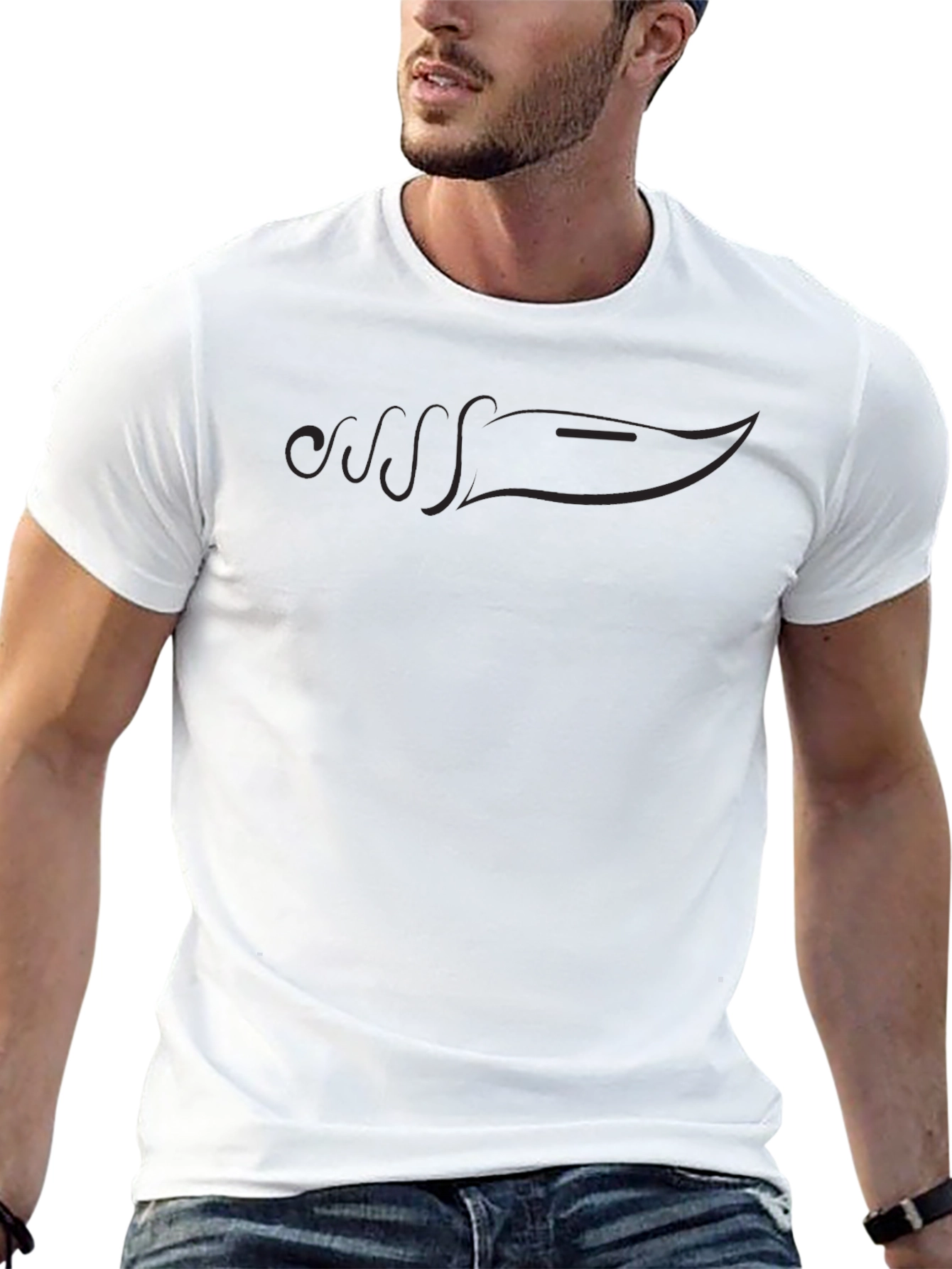 Stealthy Black Knife Graphic Tee - Modern Style