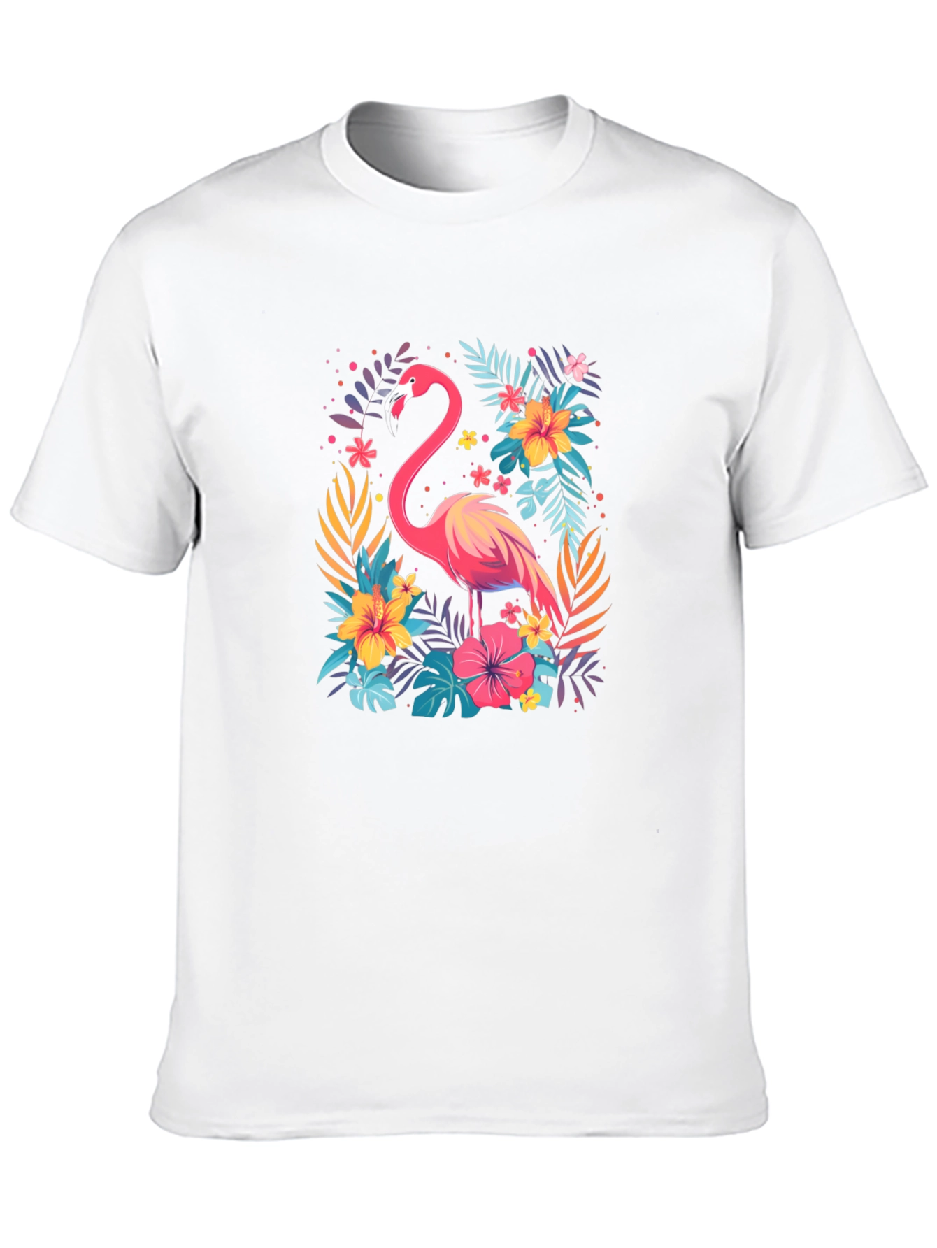 Tropical Flamingo Graphic Tee - Stylish Black T-Shirt