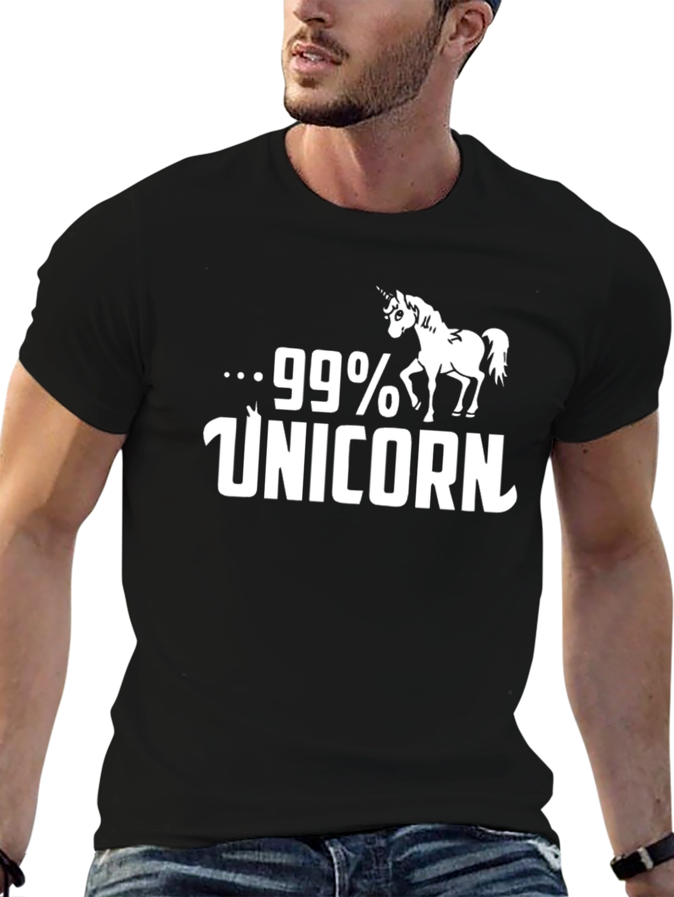 99% Unicorn Black Graphic T-Shirt