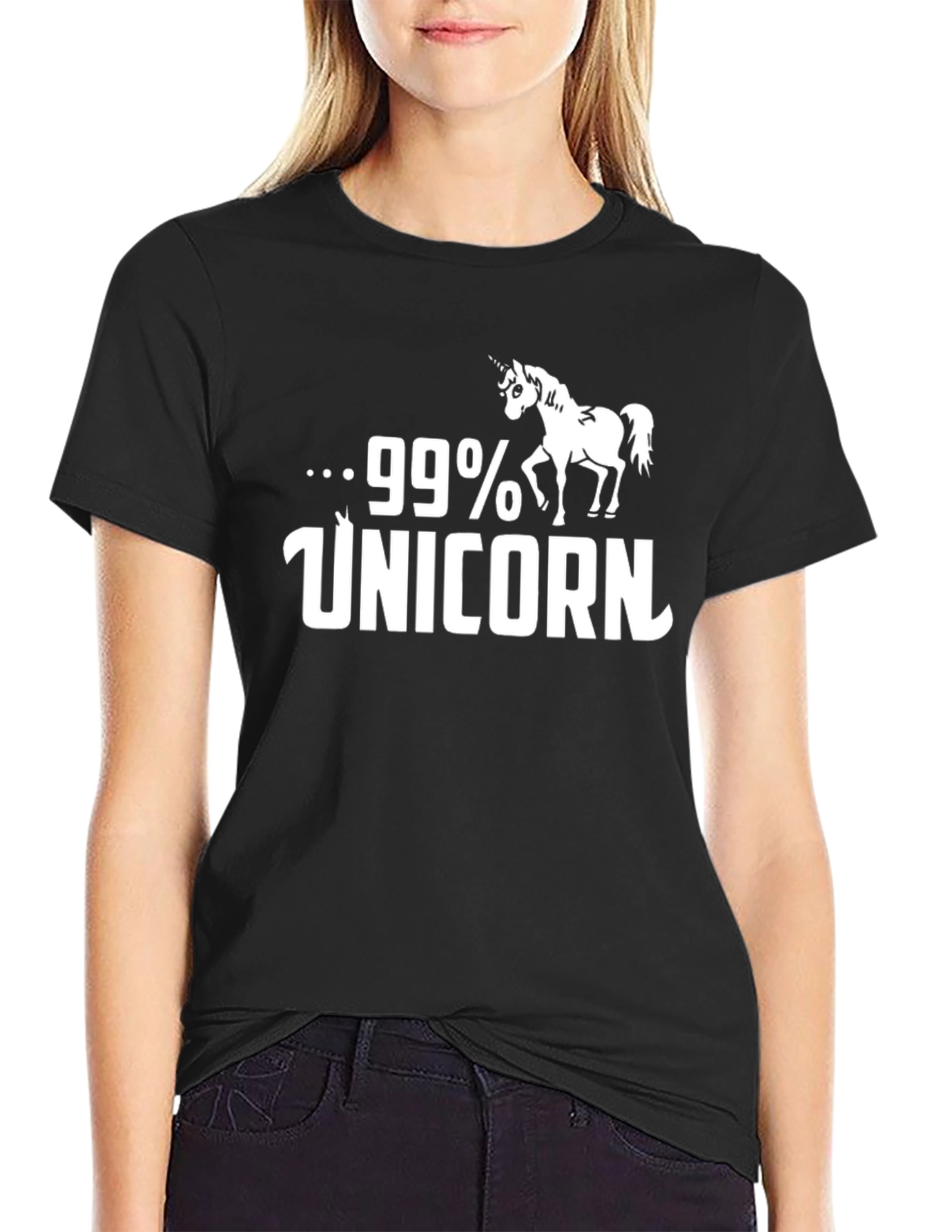 99% Unicorn Black Graphic T-Shirt