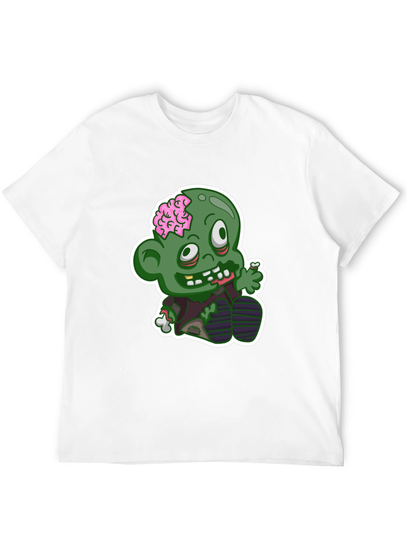 Zombie Cartoon Graphic T-Shirt - Black