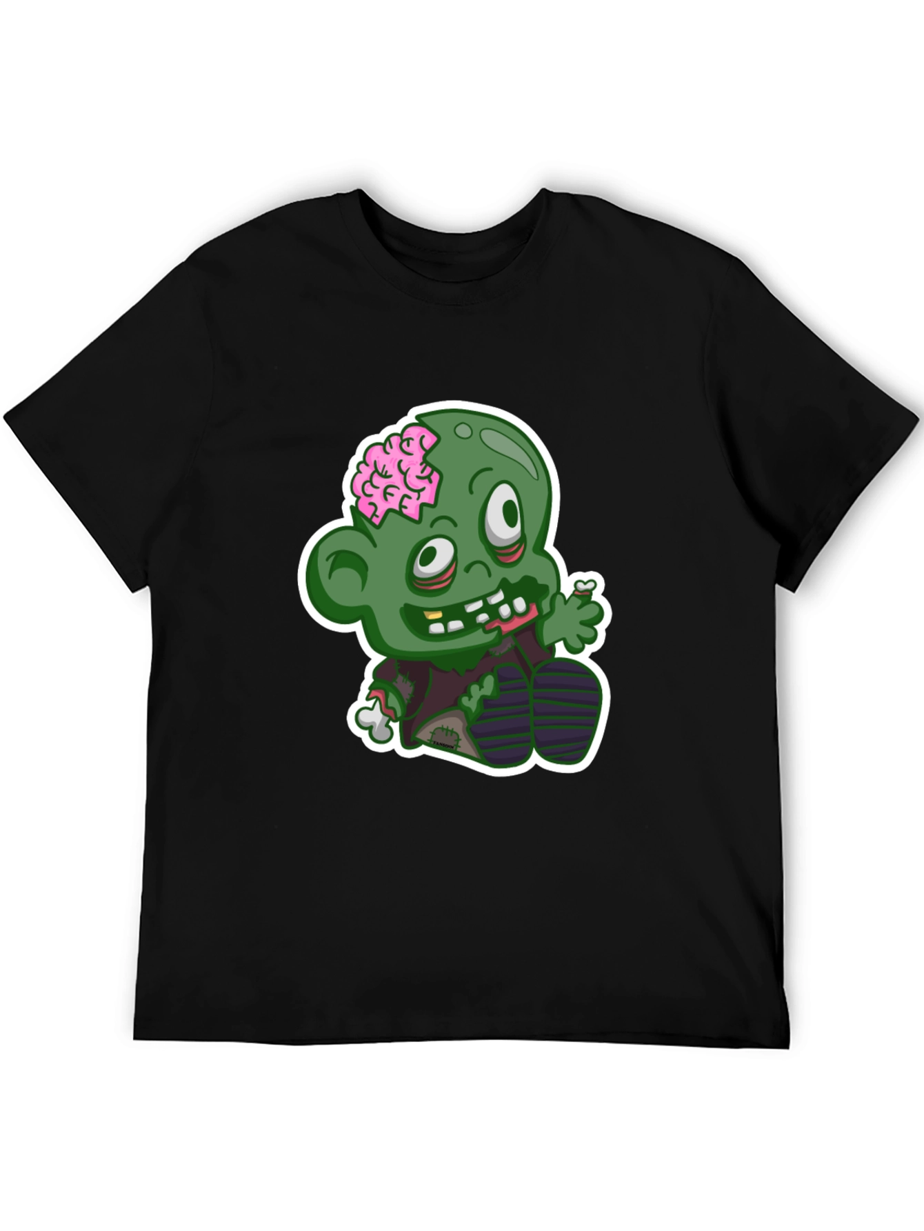 Zombie Cartoon Graphic T-Shirt - Black