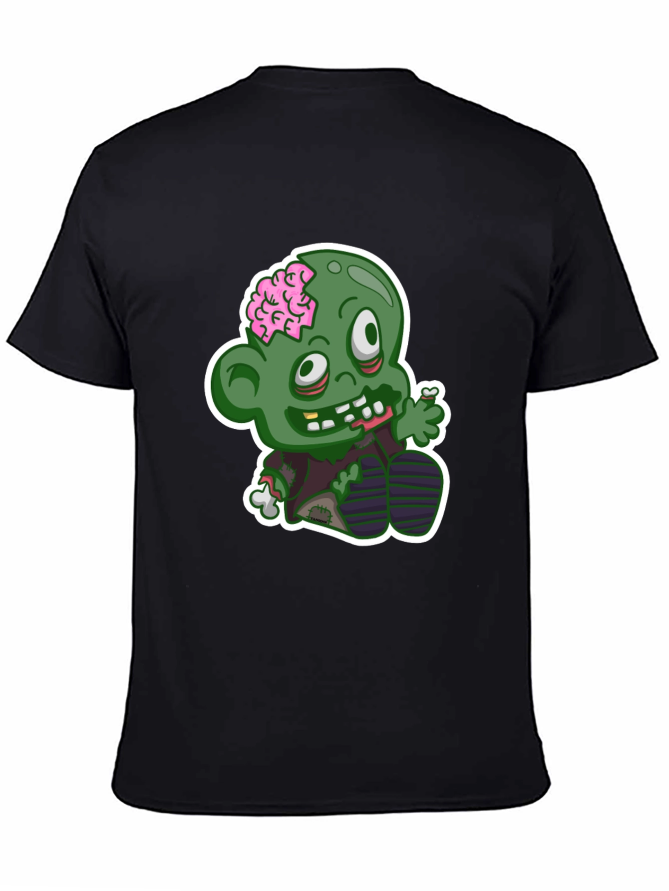 Zombie Cartoon Graphic T-Shirt - Black