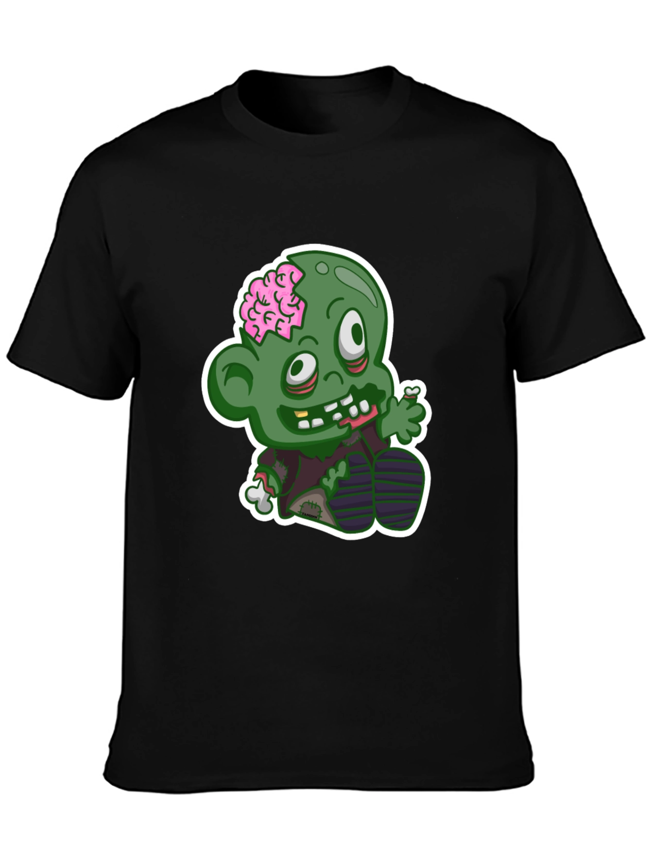 Zombie Cartoon Graphic T-Shirt - Black
